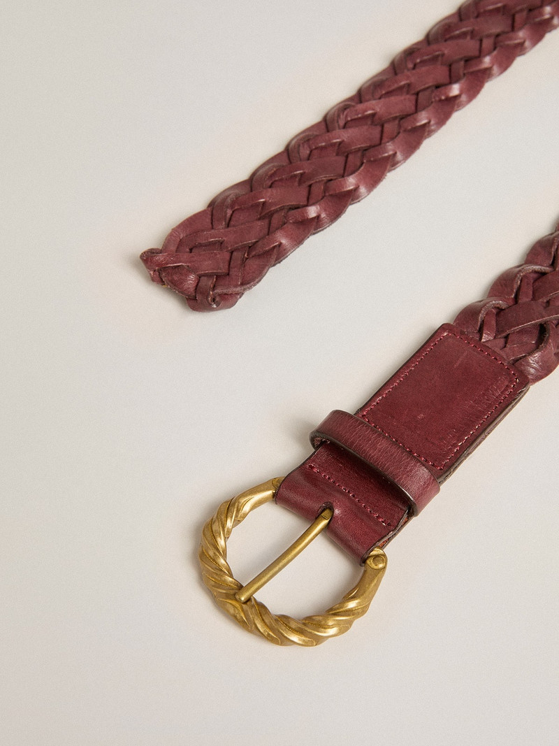 Golden Goose Women’s burgundy woven leather belt outlook