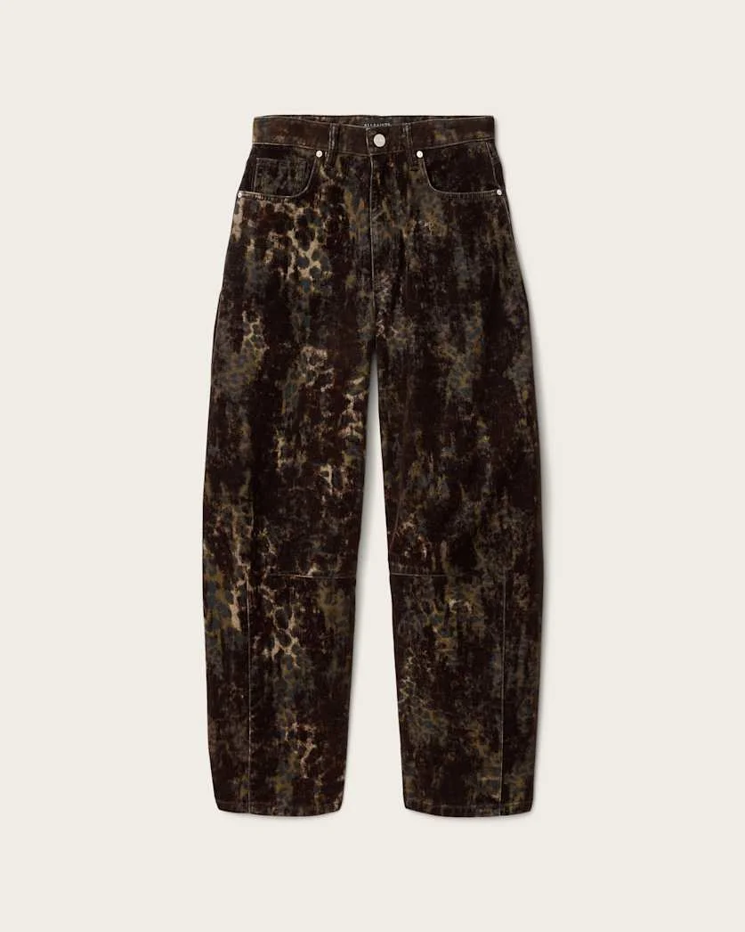 JETT LEOPARD PRINT BARREL LEG JEANS - 1