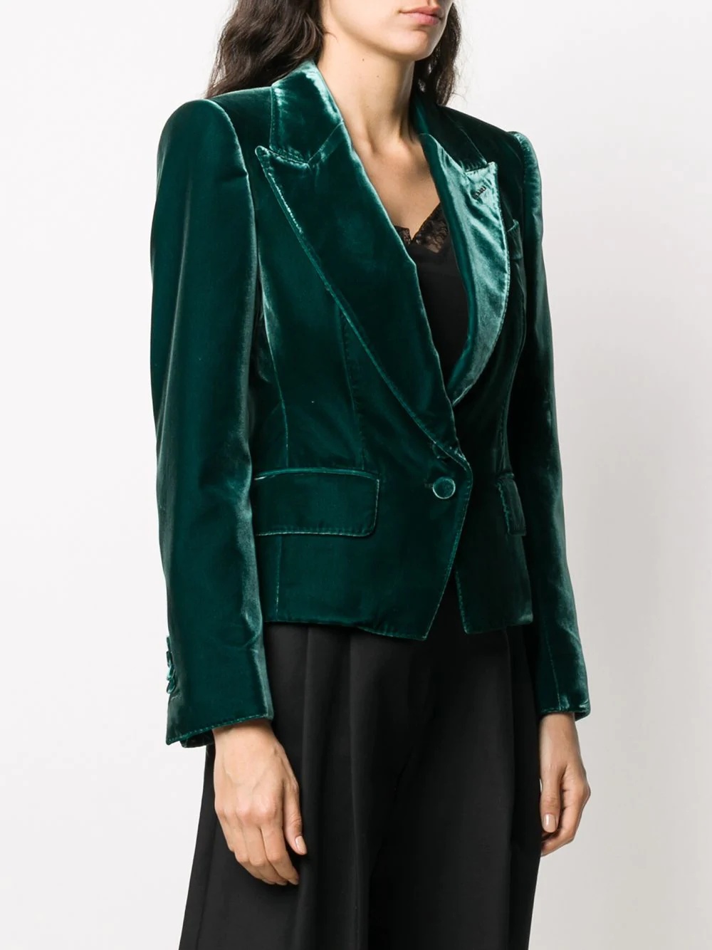 velvet-effect single-breasted blazer - 3