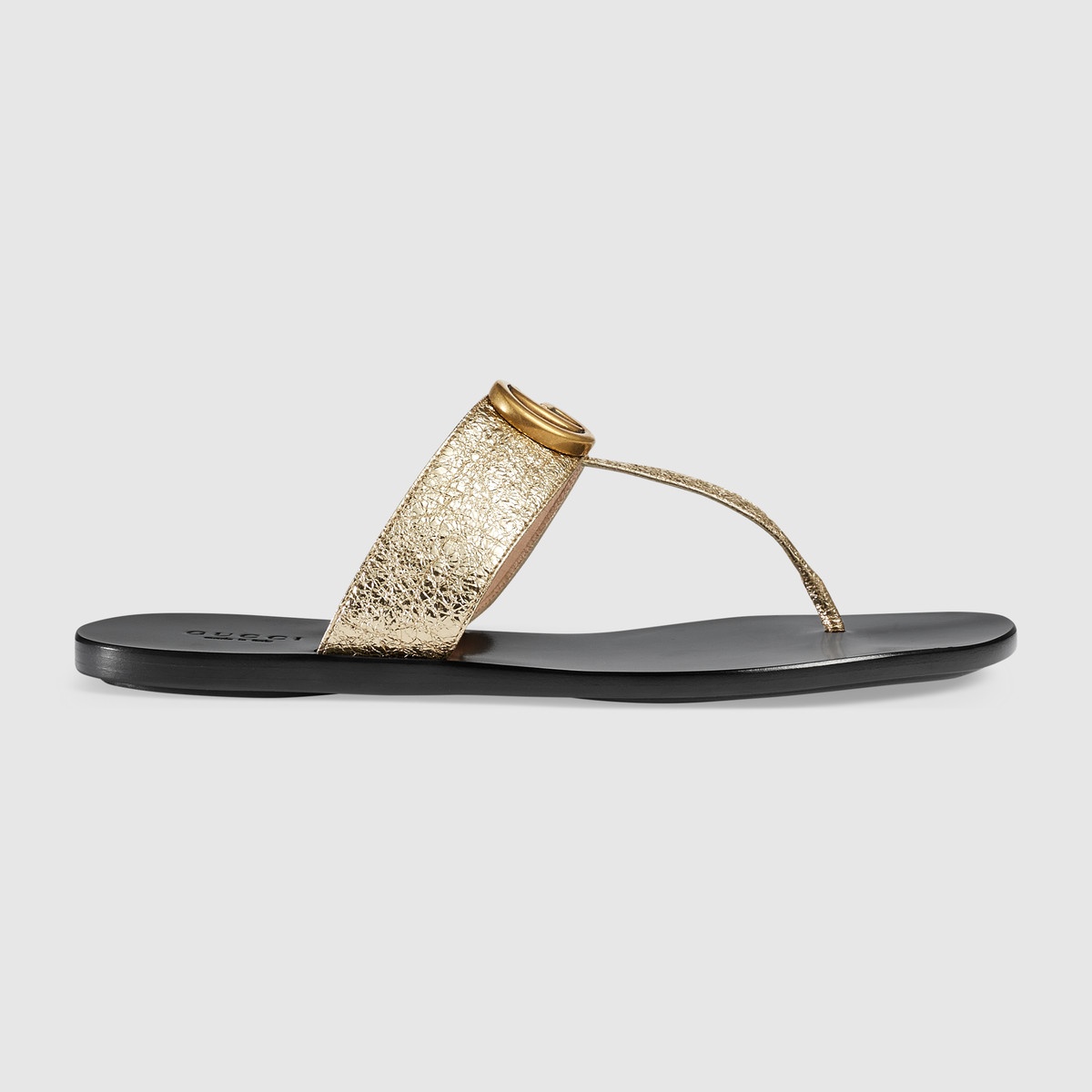 Leather thong sandal with Double G - 1