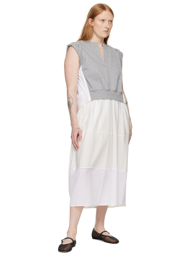 3.1 Phillip Lim Gray & White Rolled Sleeve Midi Dress outlook