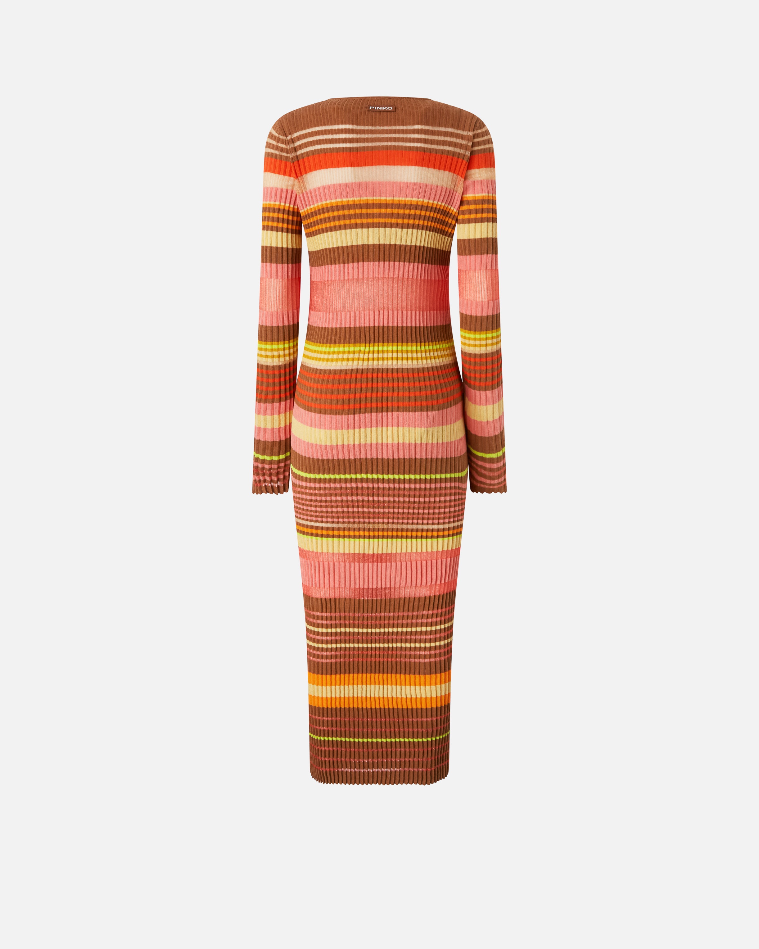LONG KNIT DRESS WITH COLORED STRIPES - 6
