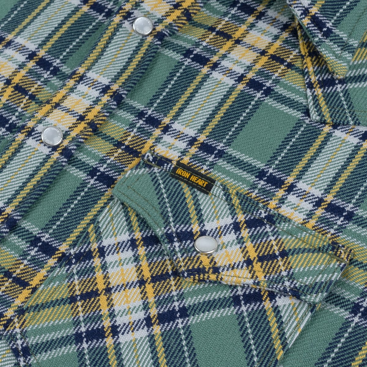 Ultra Heavy Flannel Tartan Check Western Shirt - Green - 12