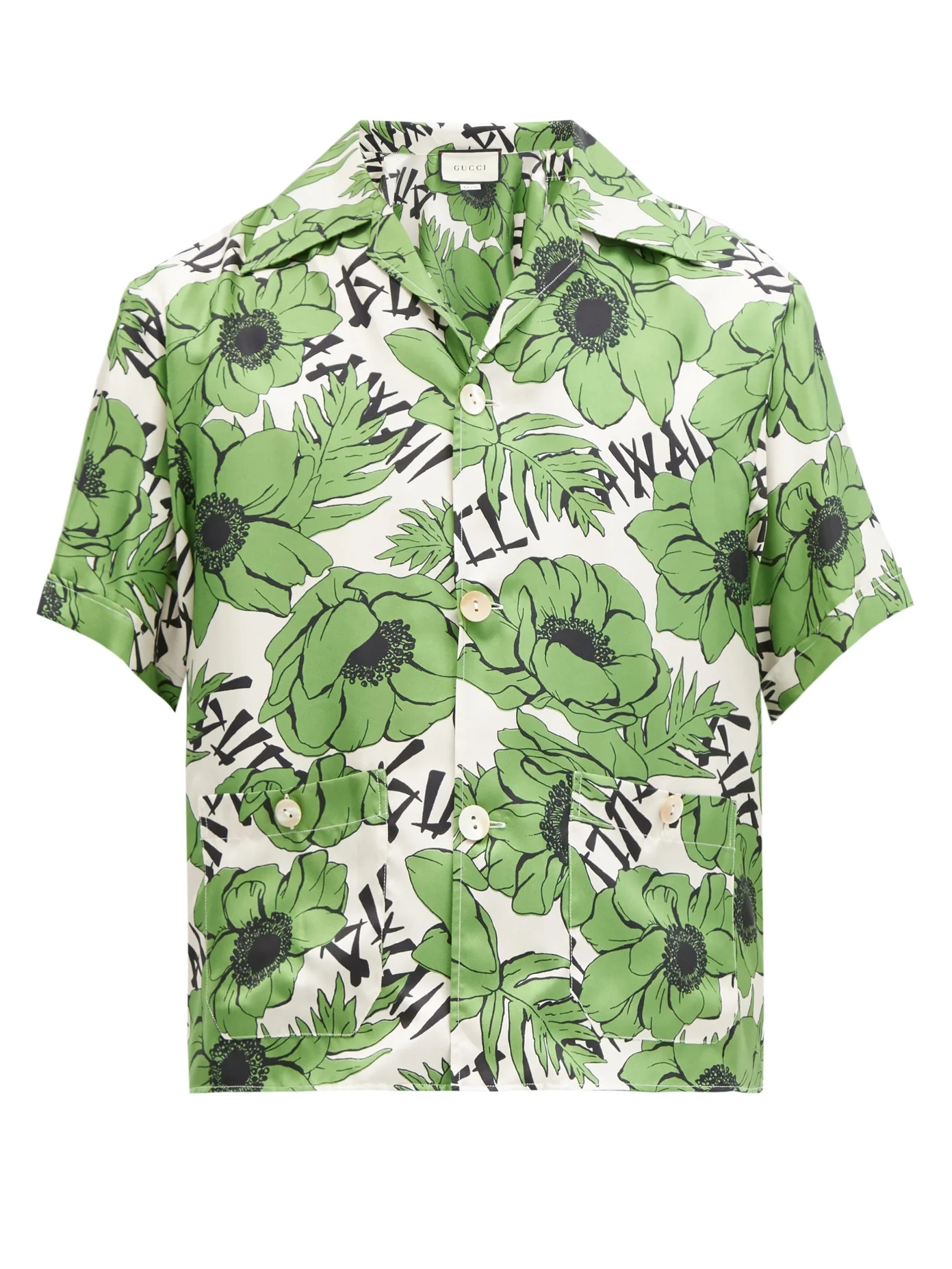 Cuban-collar floral-print silk shirt - 1