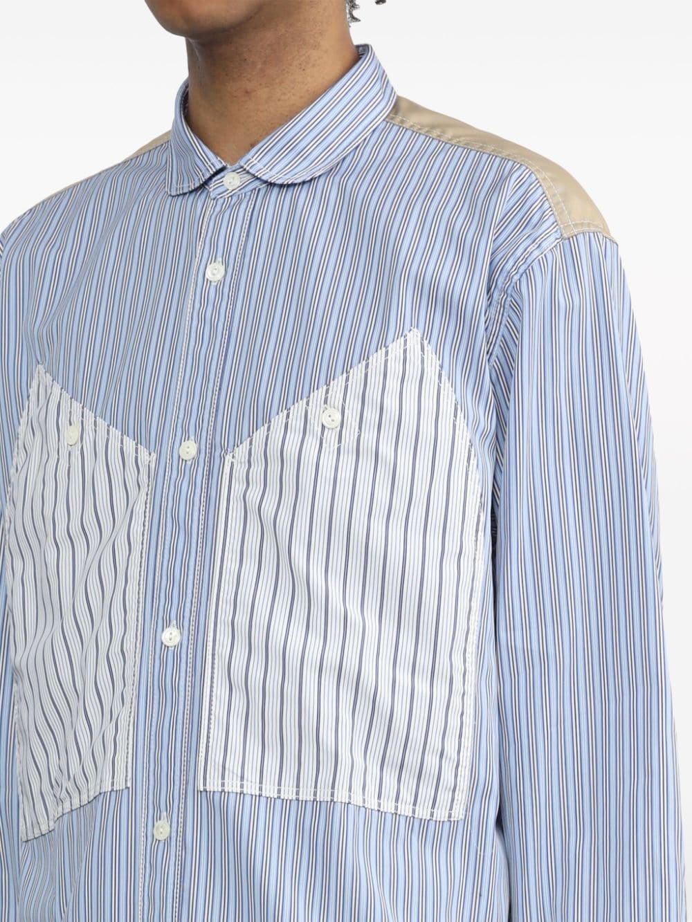 panelled cotton shirt - 5