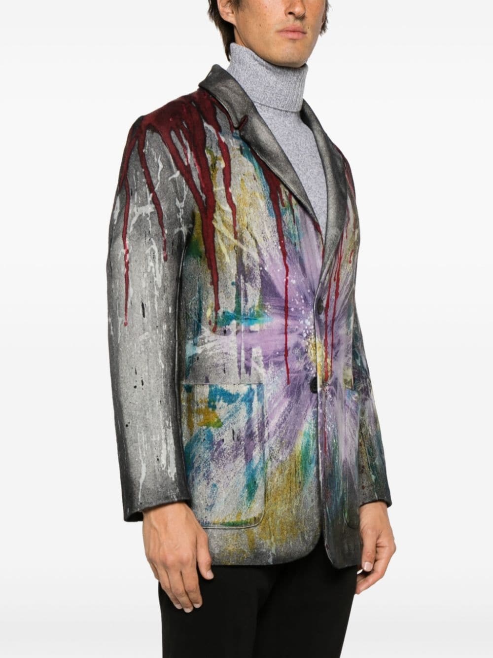 abstract-print single-breasted blazer - 3