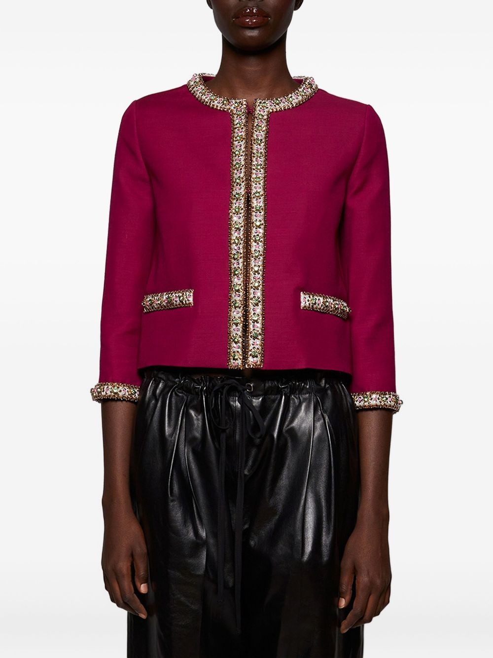 embellished-border jacket - 3