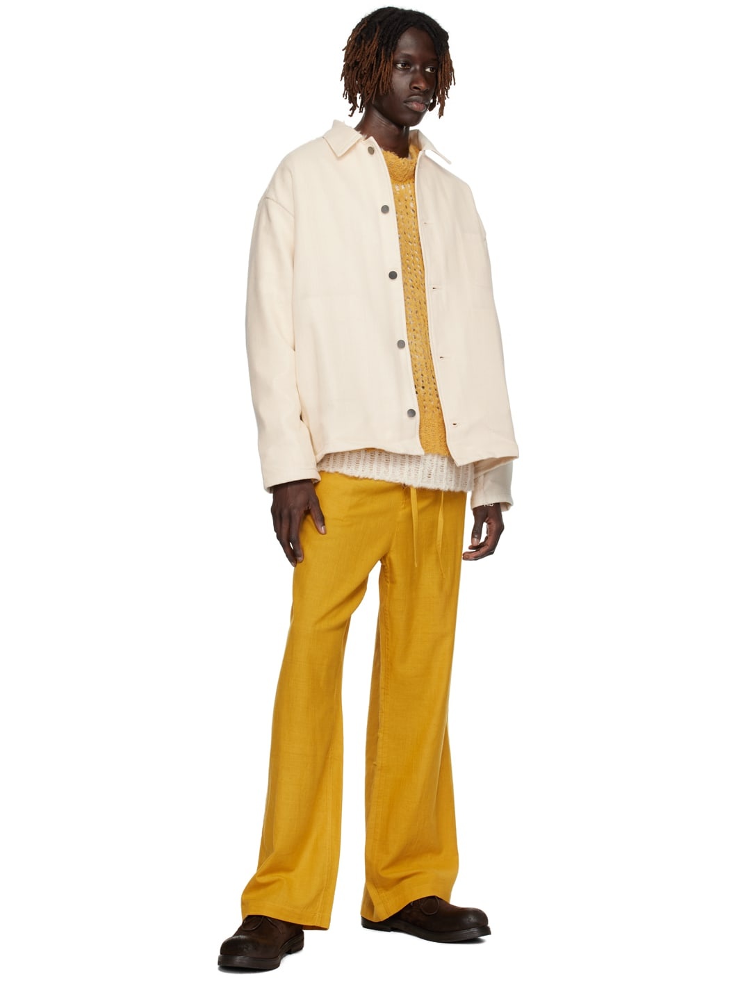 Yellow Khadi Trousers - 4