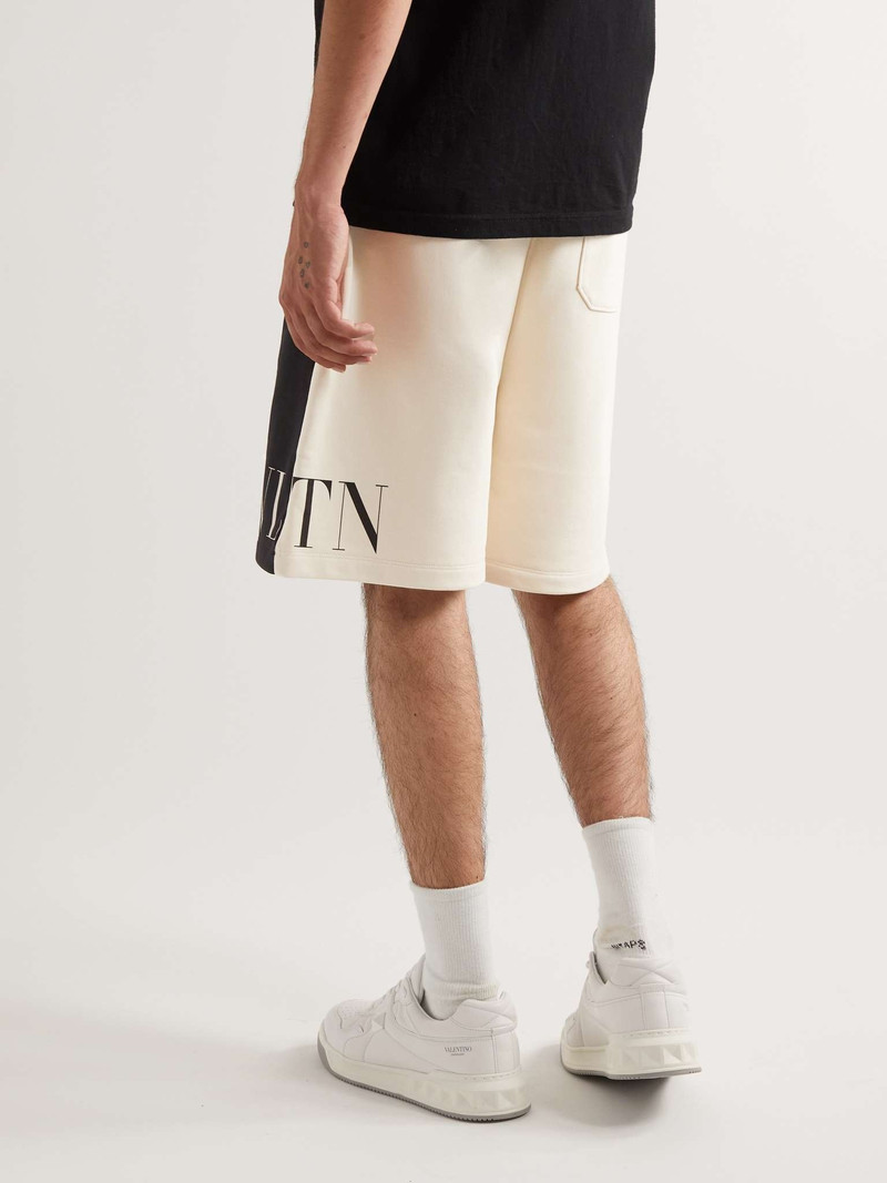 Wide-Leg Logo-Print Colour-Block Cotton-Jersey Drawstring Shorts 4