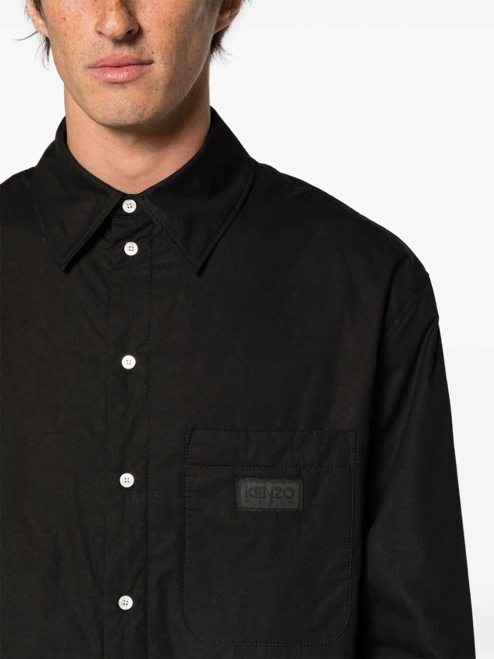 logo-patch padded shirt jacket - 6