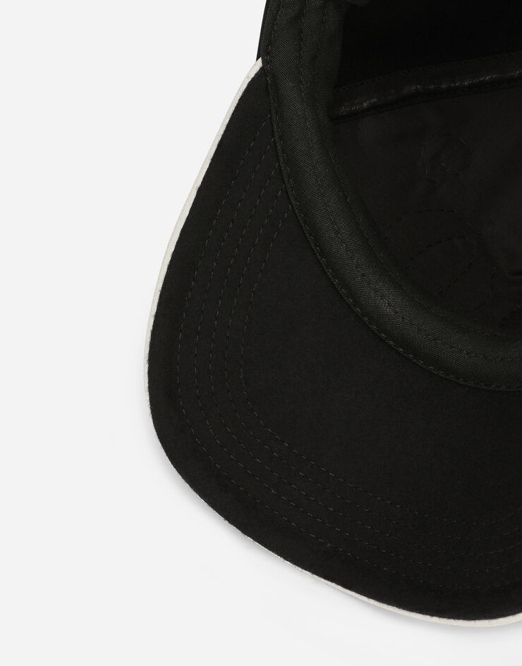 Baize and leather baseball cap with lettering - 3