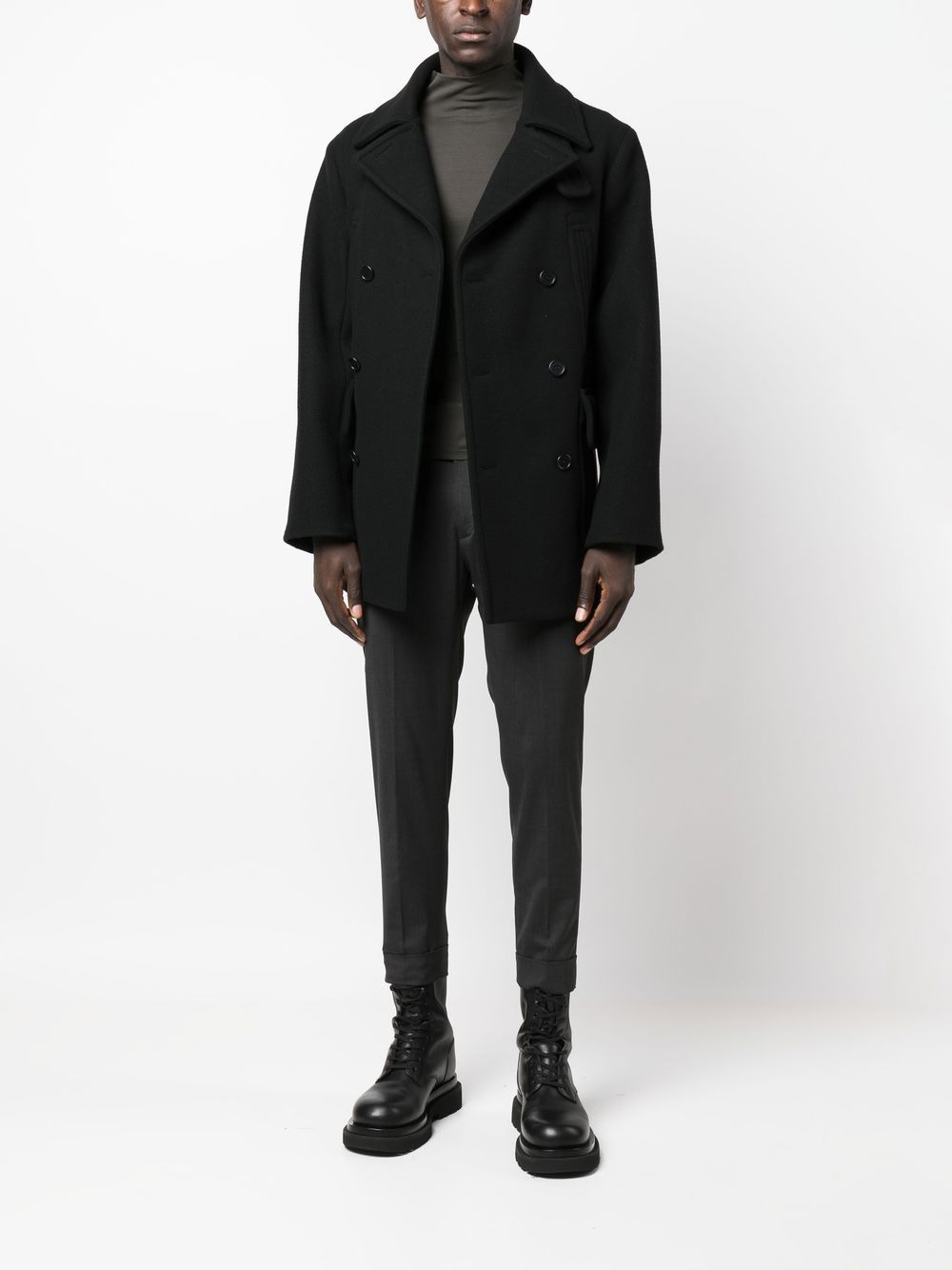 double breasted virgin wool coat - 2