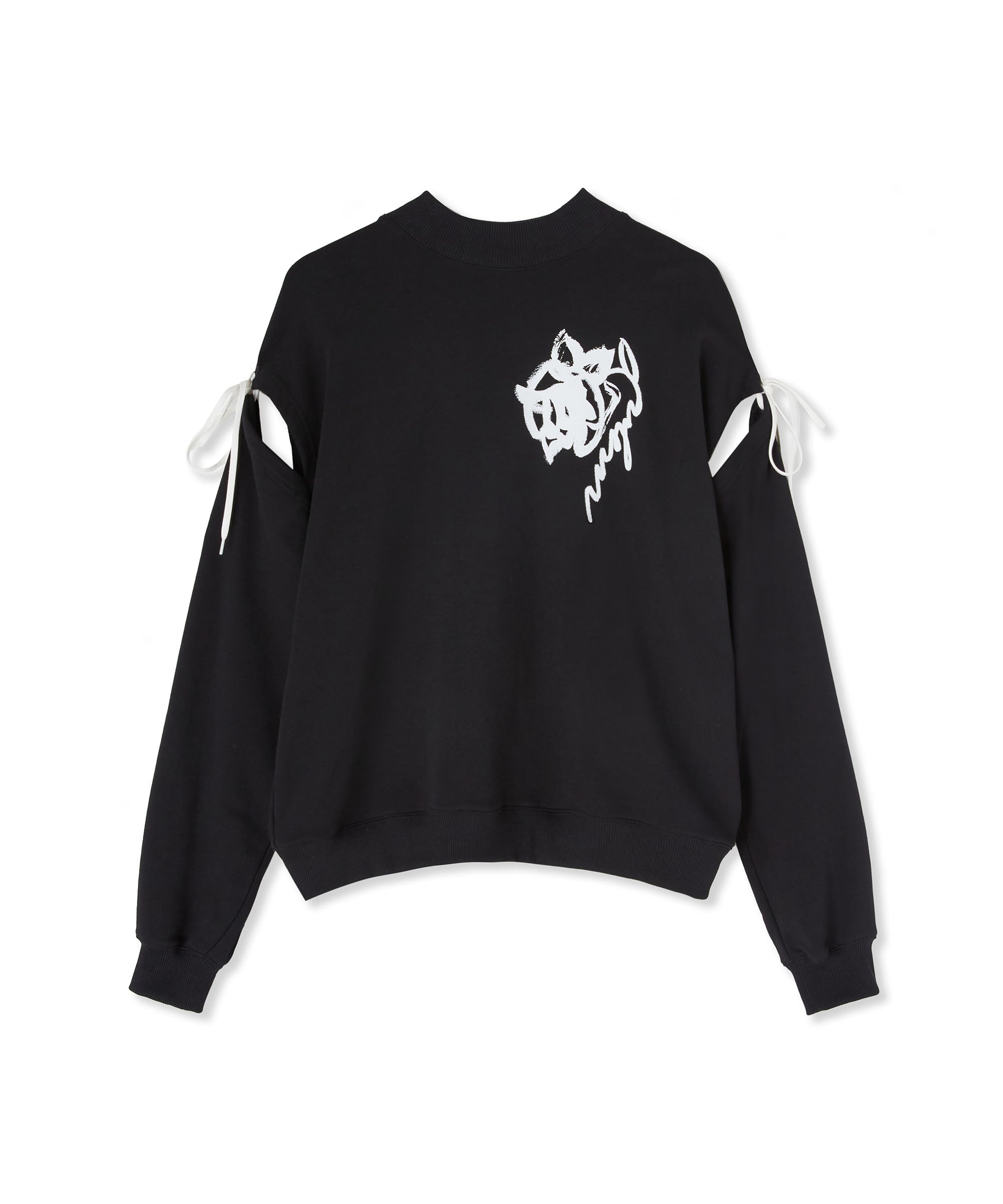Crew-neck sweatshirt with rose brushstroke graphic - 1
