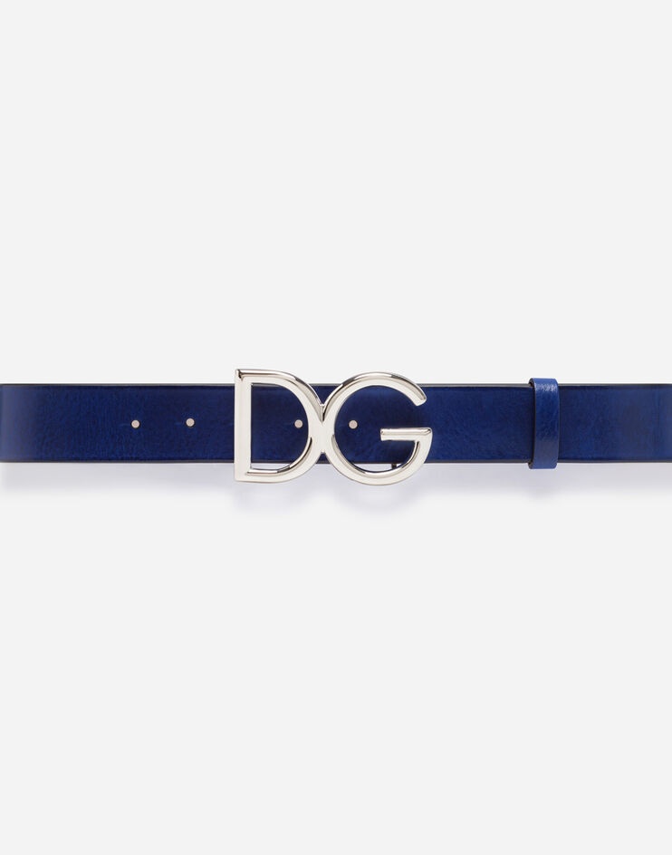 Tumbled leather belt with DG logo - 3