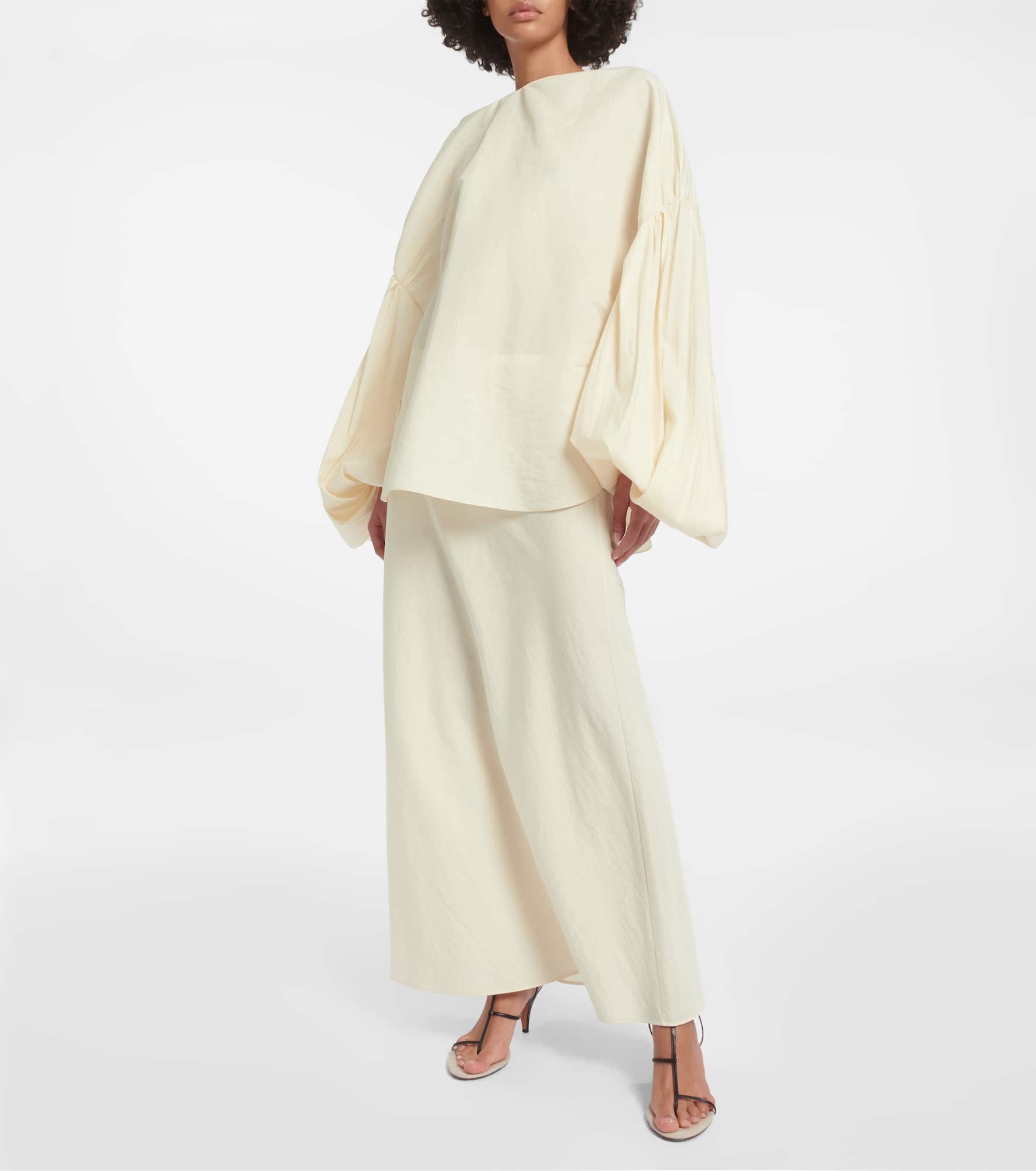 Mauva silk and cotton organza maxi skirt - 2