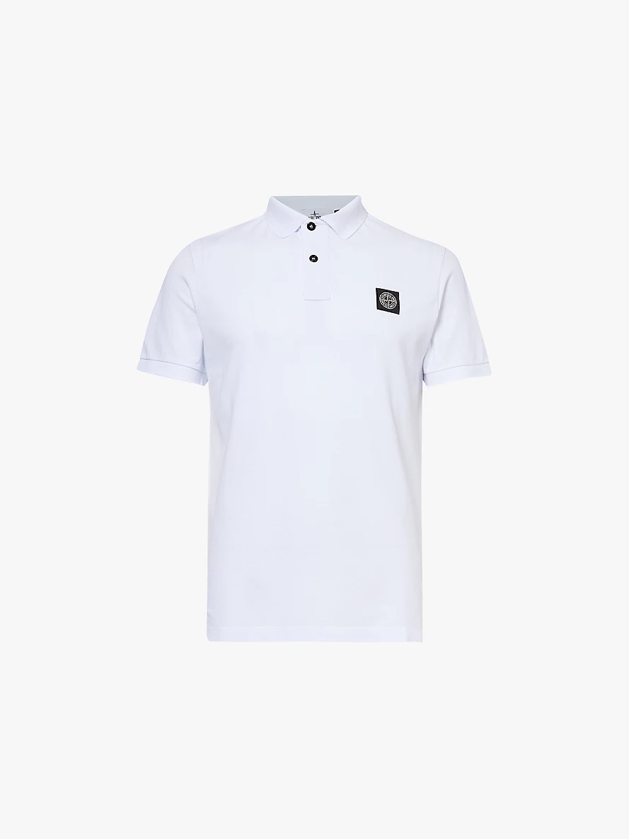Stone Island Brand patch short sleeved stretch cotton pique polo shirt selfridges REVERSIBLE