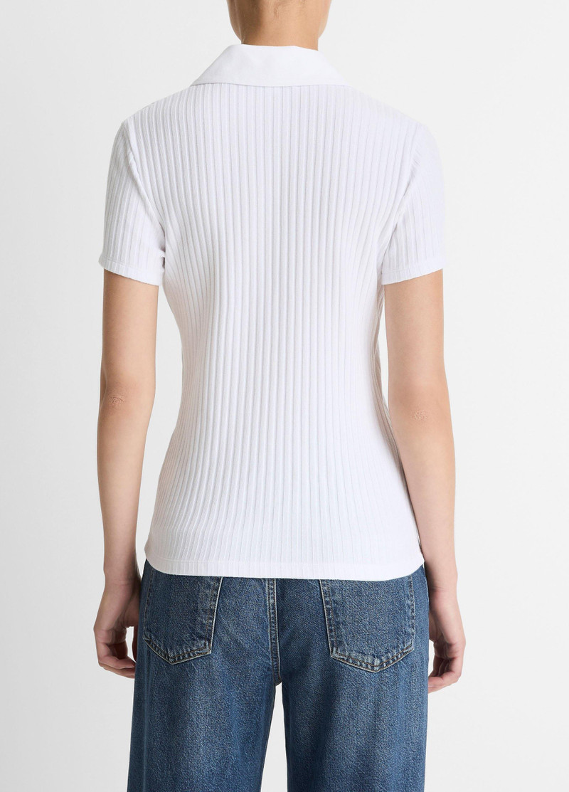 Vince Ribbed Cotton-Blend Polo Shirt outlook