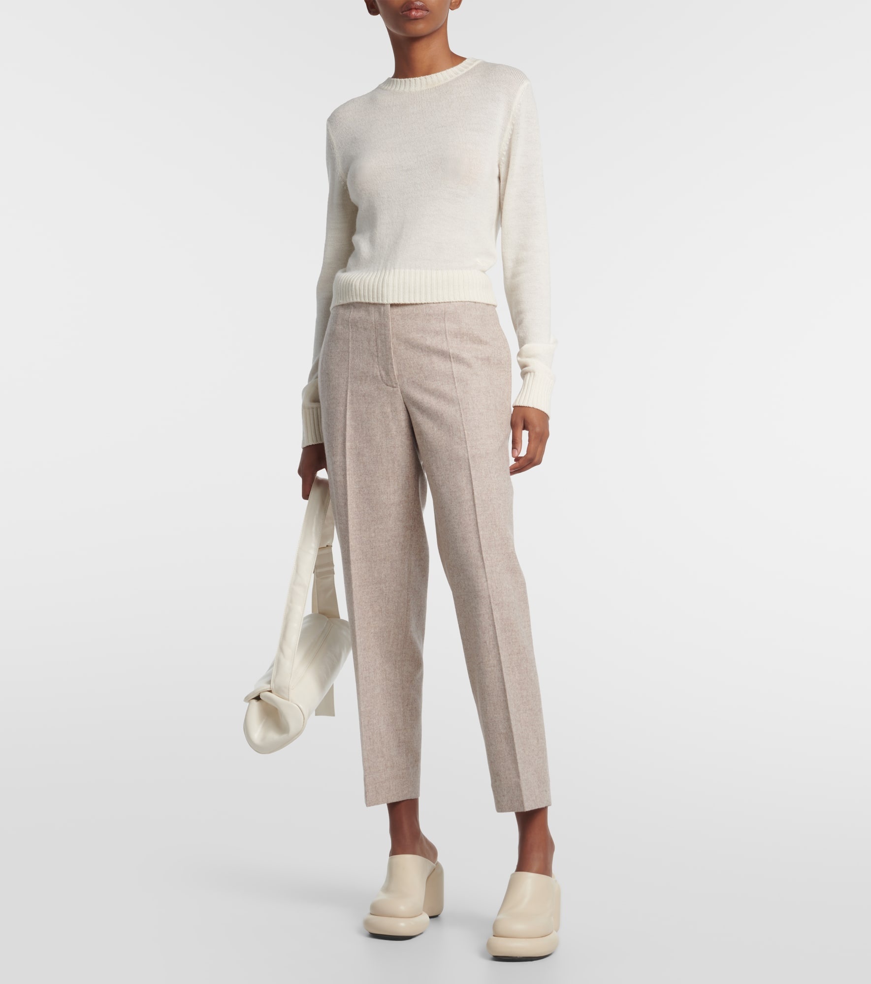 Wool cropped straight pants - 2