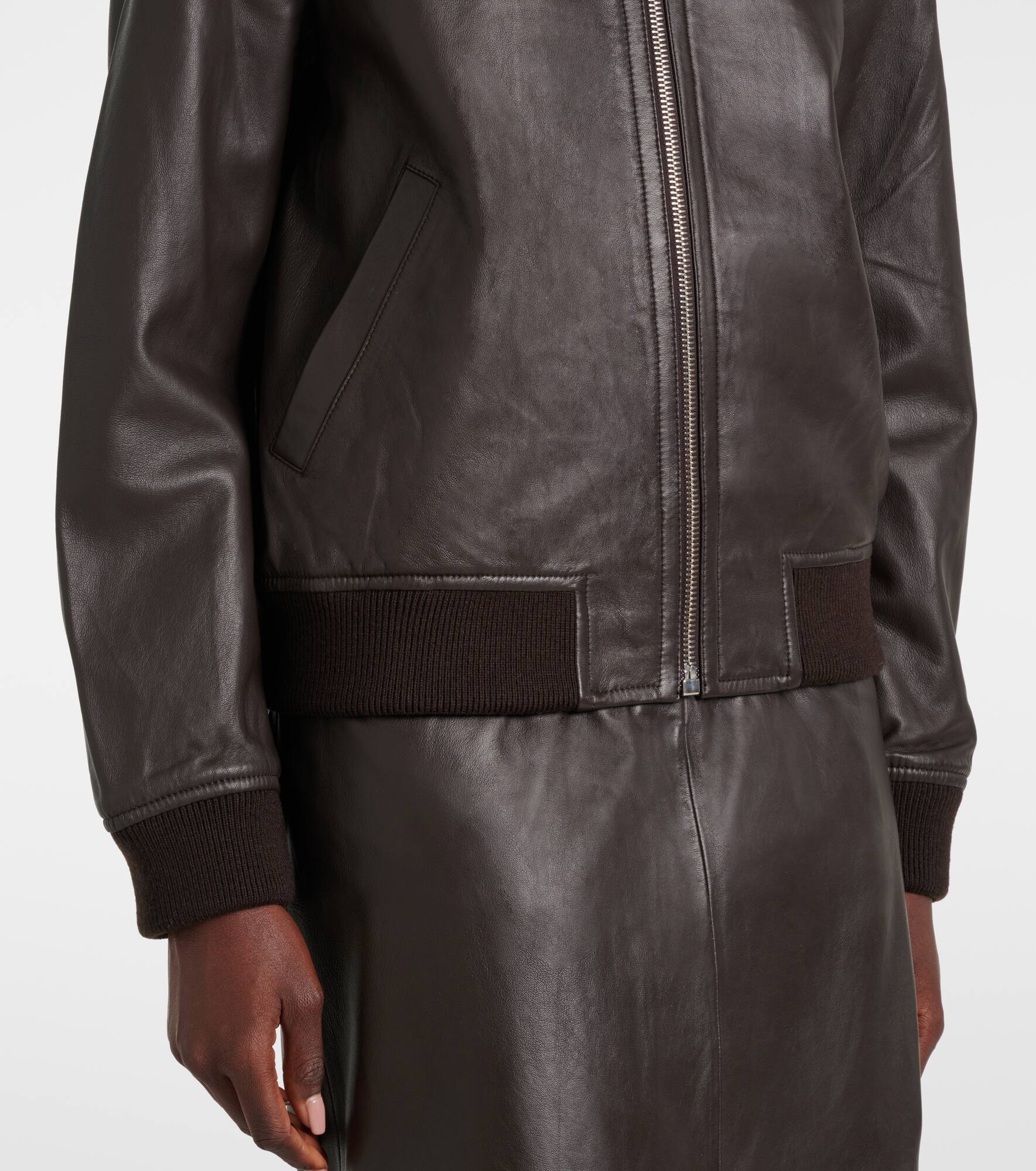Leather bomber jacket - 5