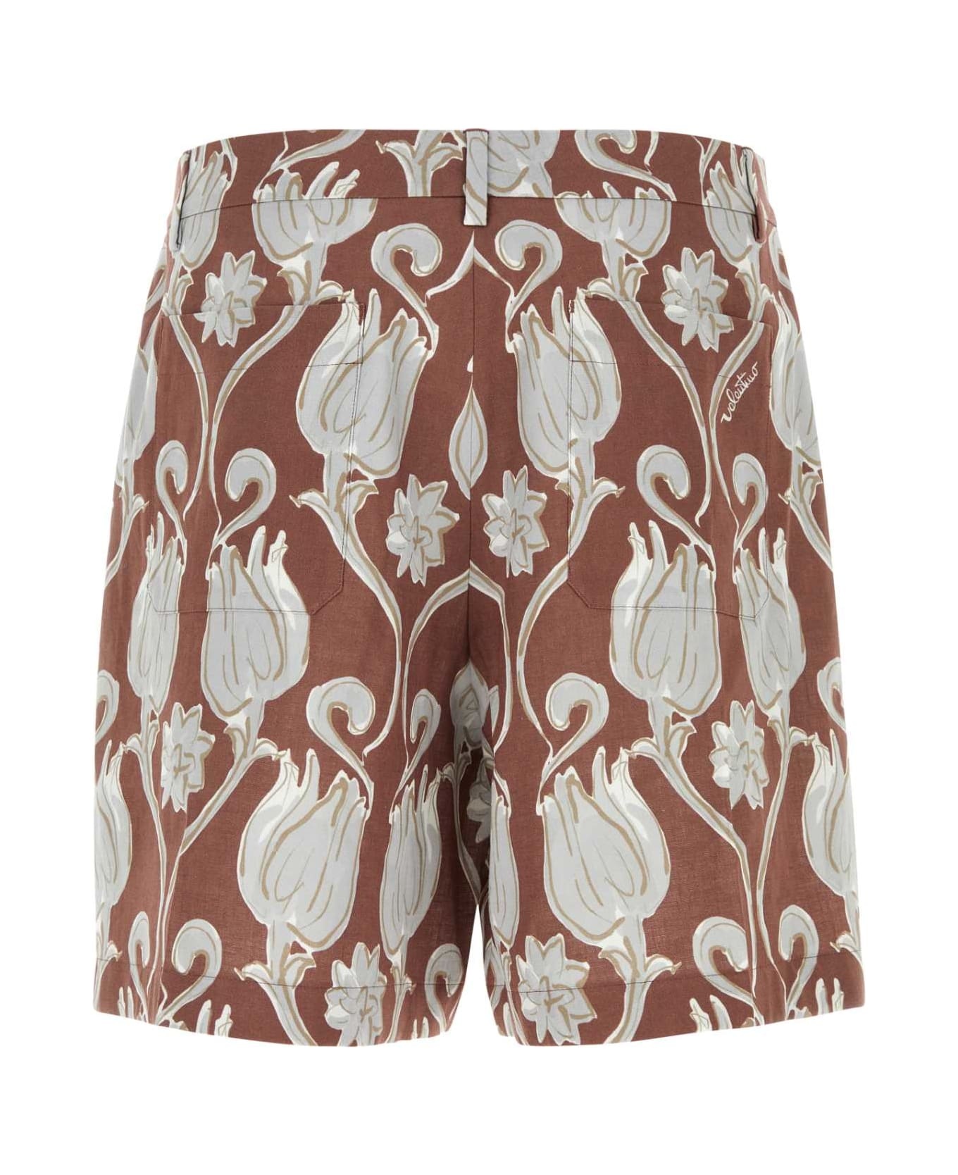 Printed Linen Bermuda Shorts - 2