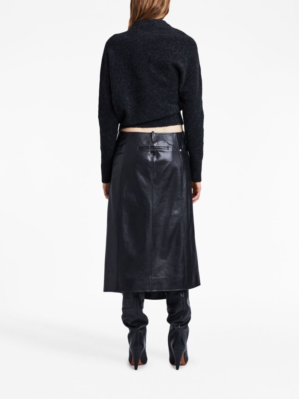asymmetric A-line leather skirt - 4