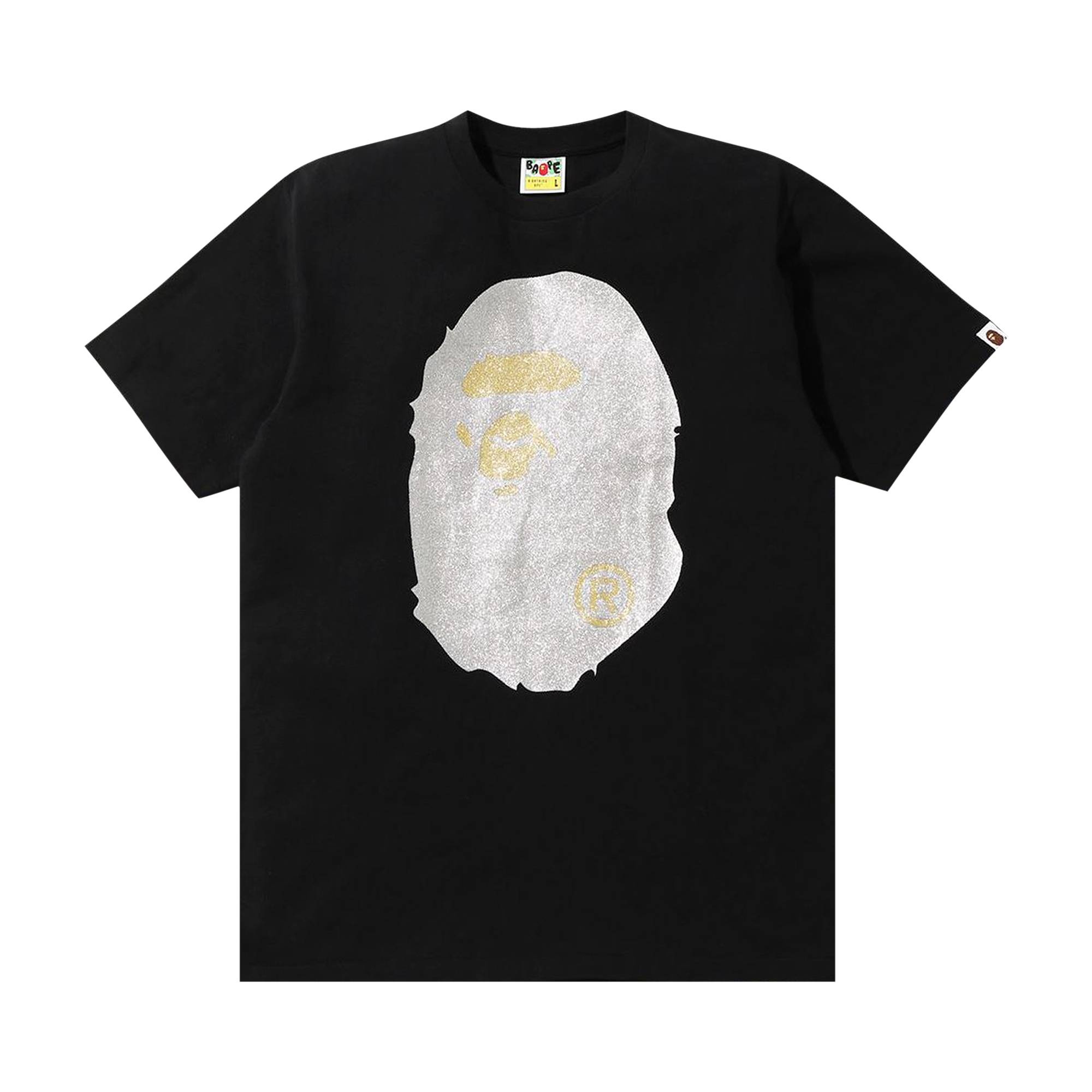 BAPE Glitter Big Ape Head Tee 'Black/Silver' - 1