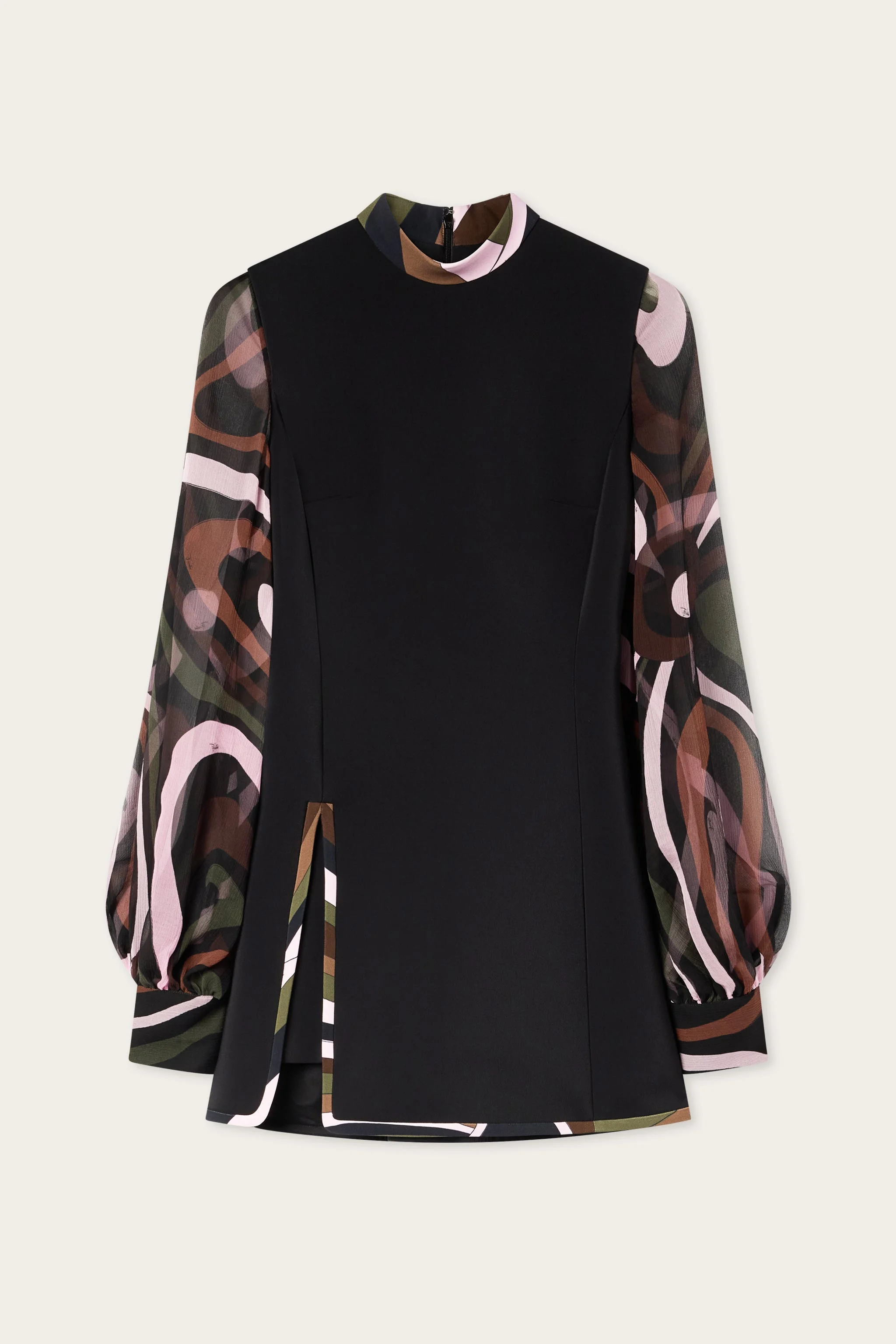 CADY DRESS WITH PRINTED SLEEVES - 1