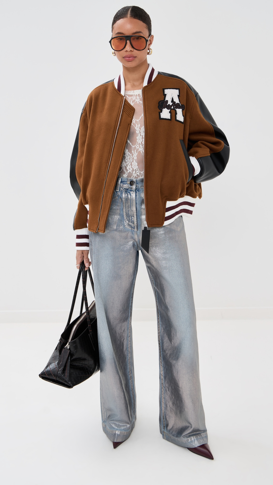 Metallic Denim Jeans - 4