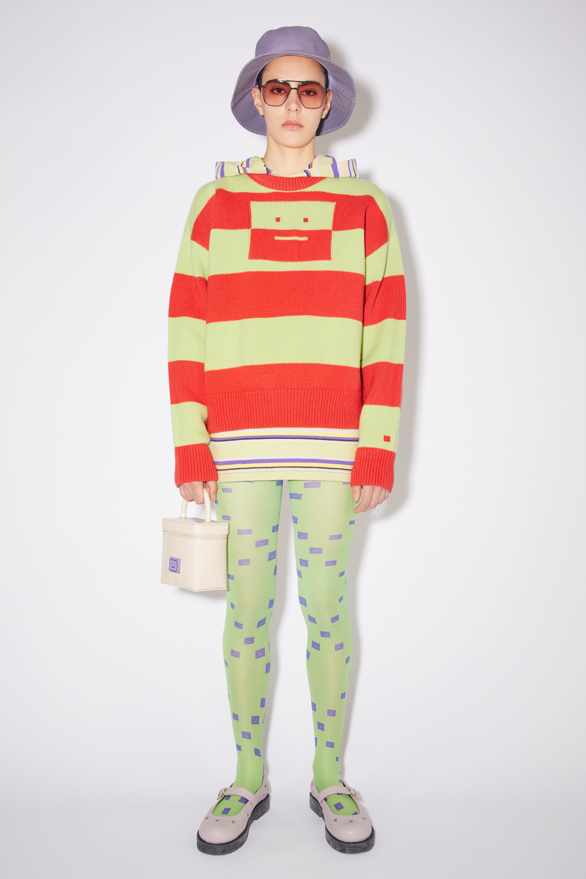Crew neck jumper - Sharp red/pale green - 2