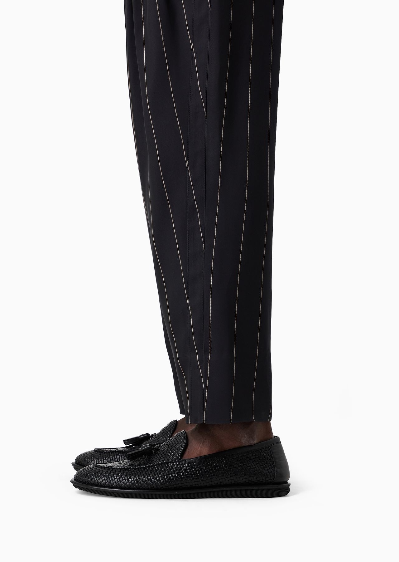 Pinstriped viscose trousers with pleats - 6
