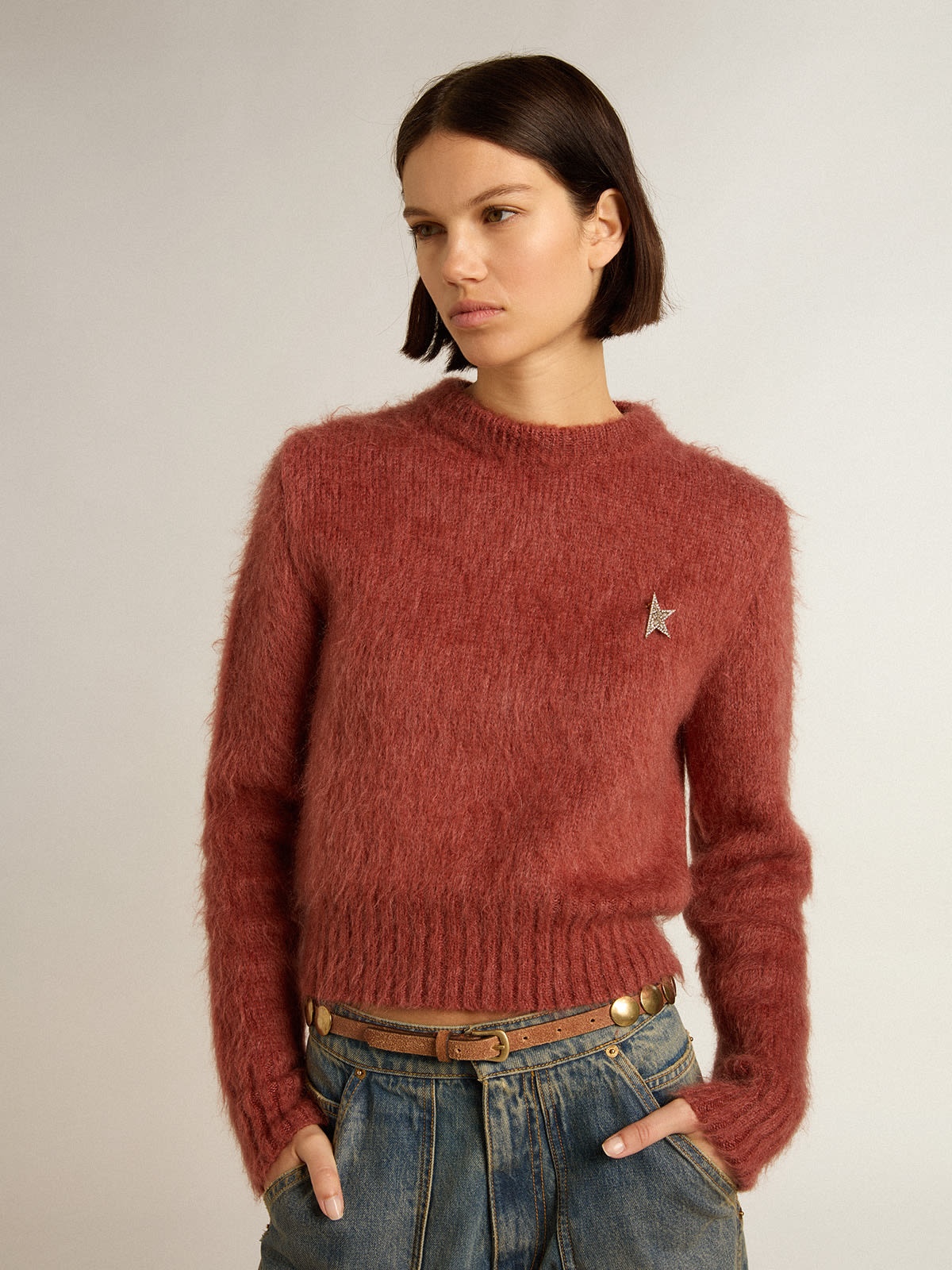 Dark lilac mohair cropped sweater - 2