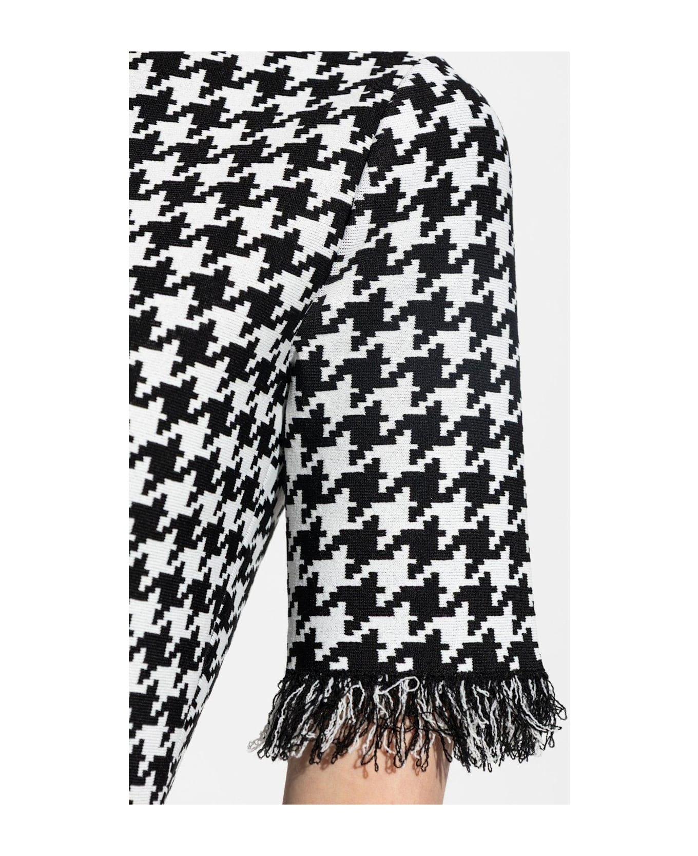 Houndstooth Frayed-edge Mini Dress - 4