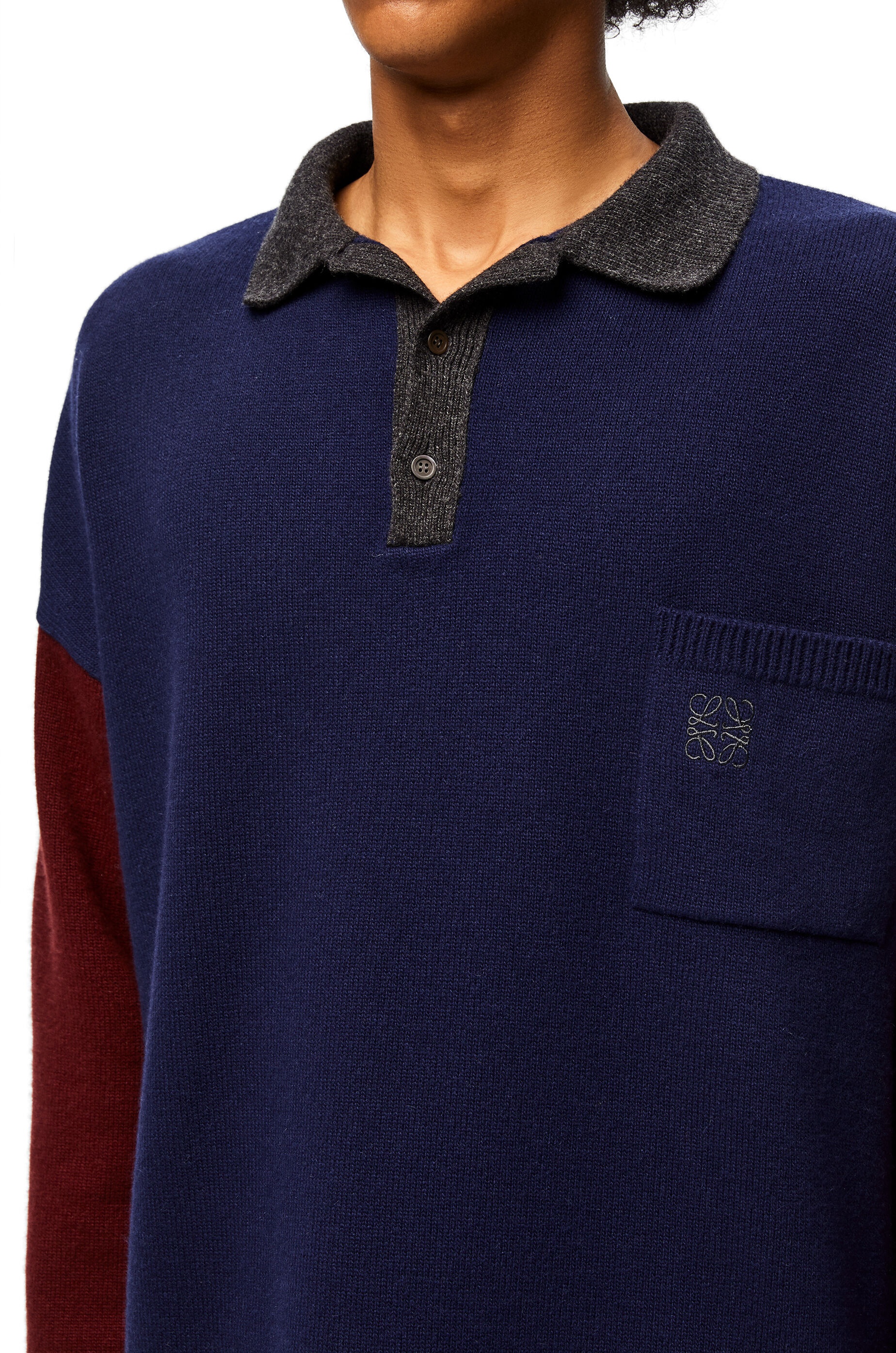 Polo collar oversize sweater in wool and cashmere - 5