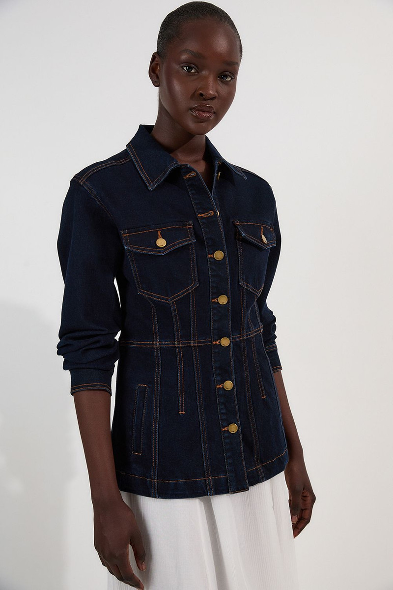 Denim Corset Waist Detail Jacket 1