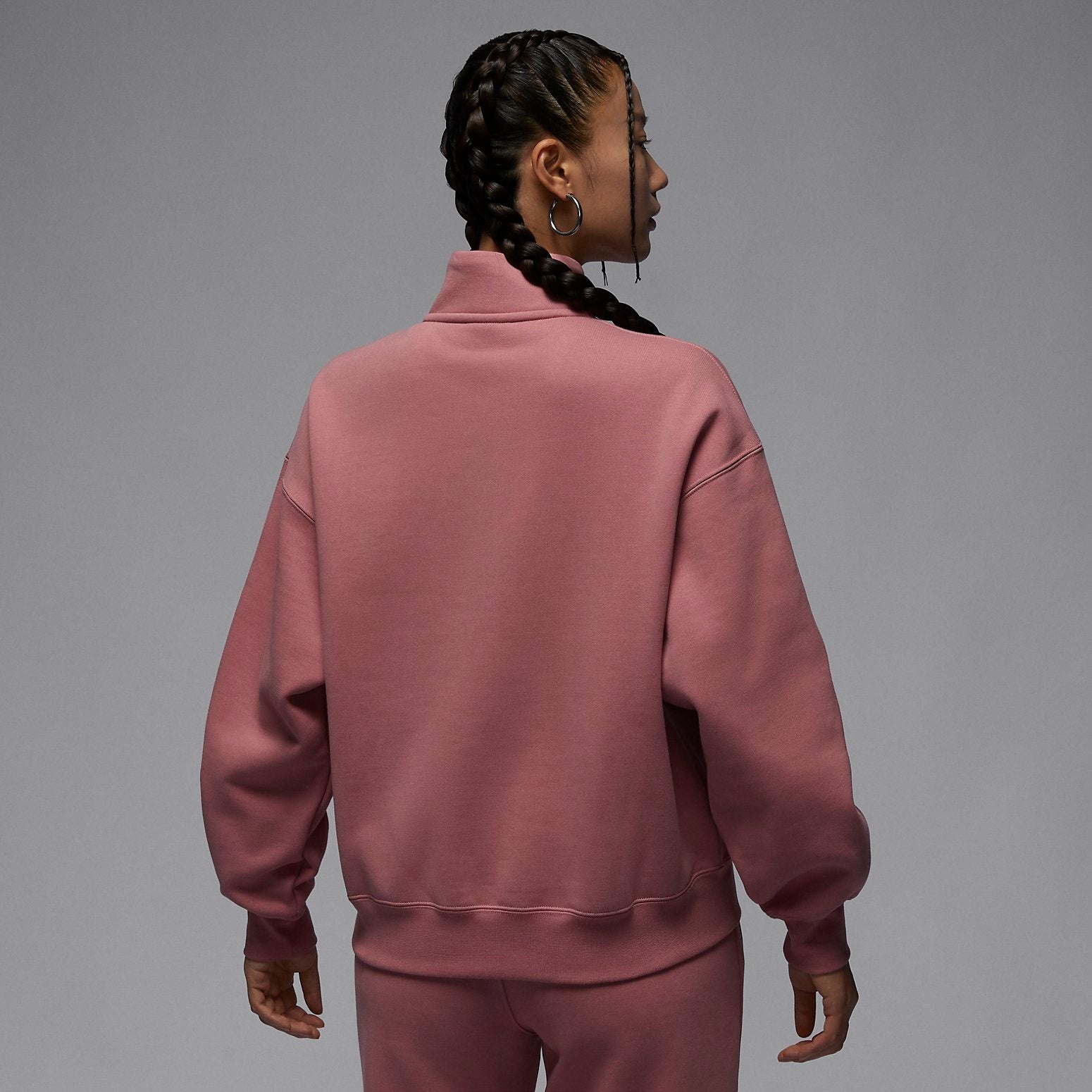 (WMNS) Air Jordan Brand Fleece Quarter Zip 'Stardust Red' FD7222-618 - 3