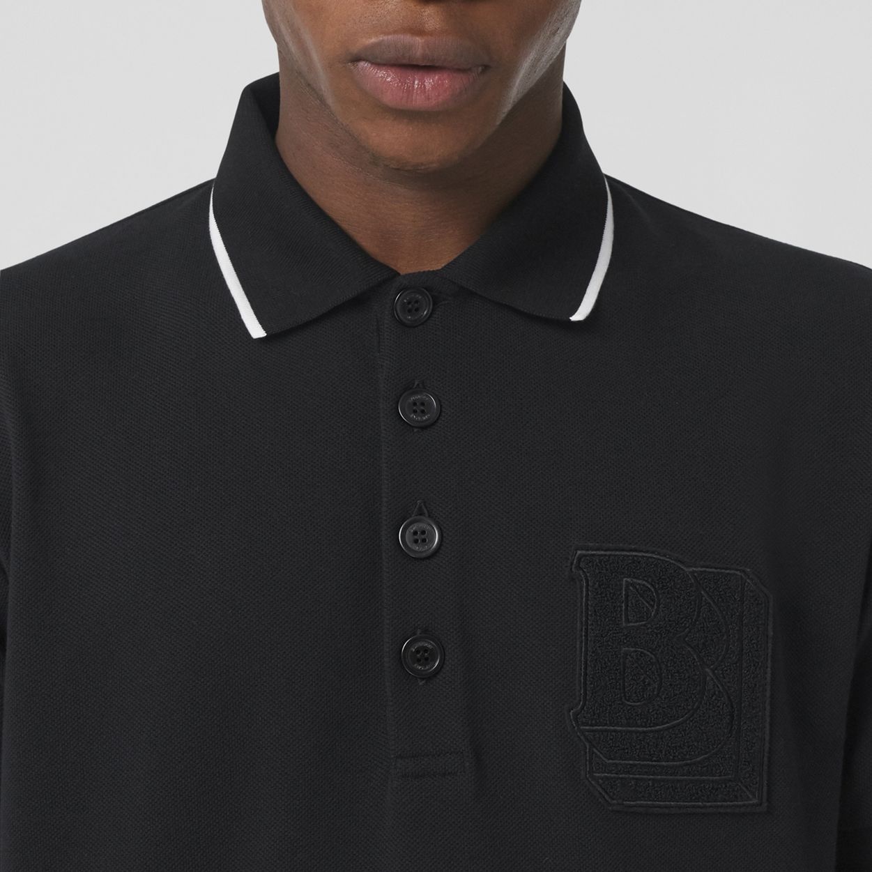 Letter Graphic Cotton Piqué Oversized Polo Shirt - 3