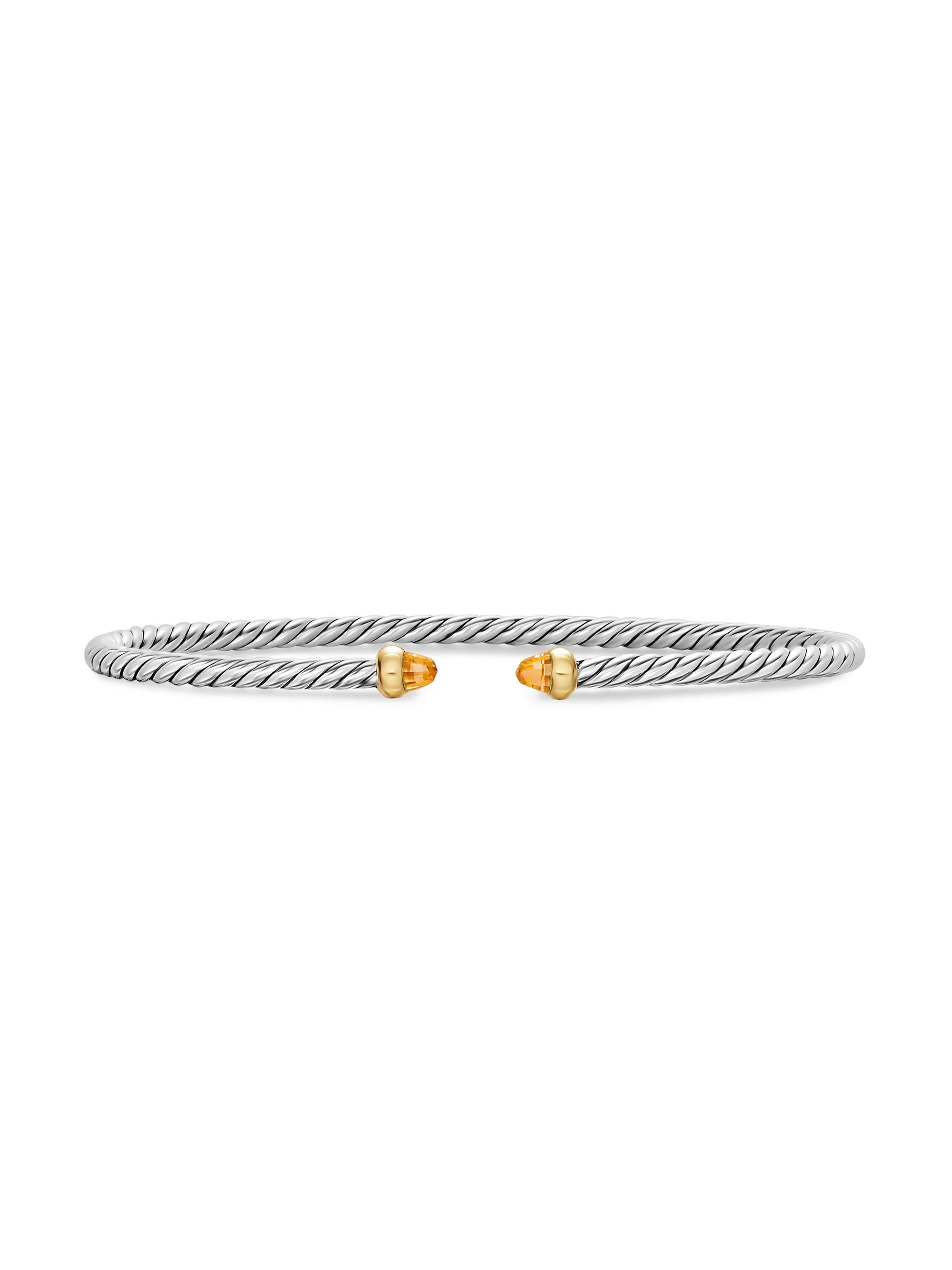 Women's Micro Cable Flex Bracelet in Sterling Silver - Citrine - 1