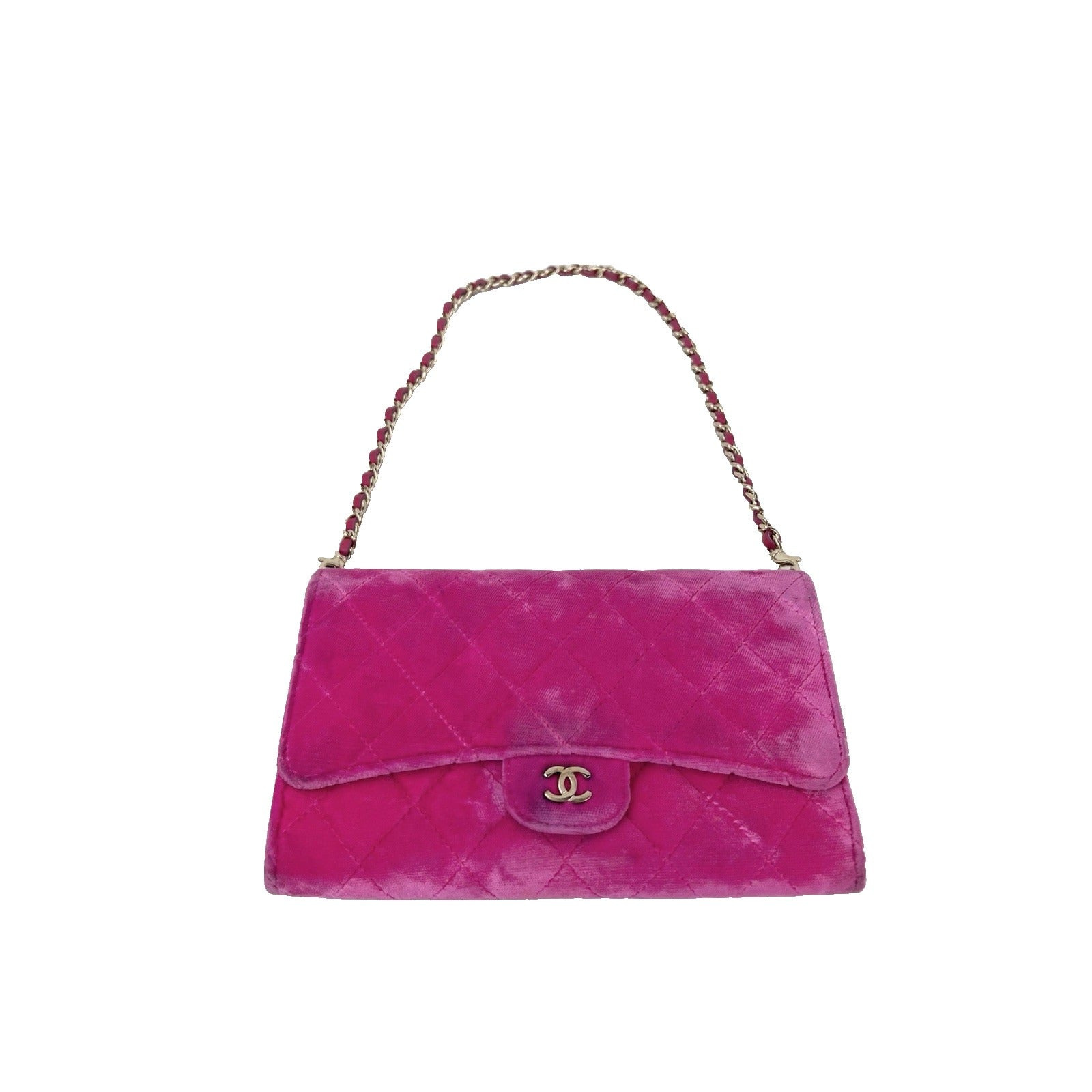 Chanel Velvet Quilted Timeless Fuchsia Wallet on a Chain Clutch Bag - 14