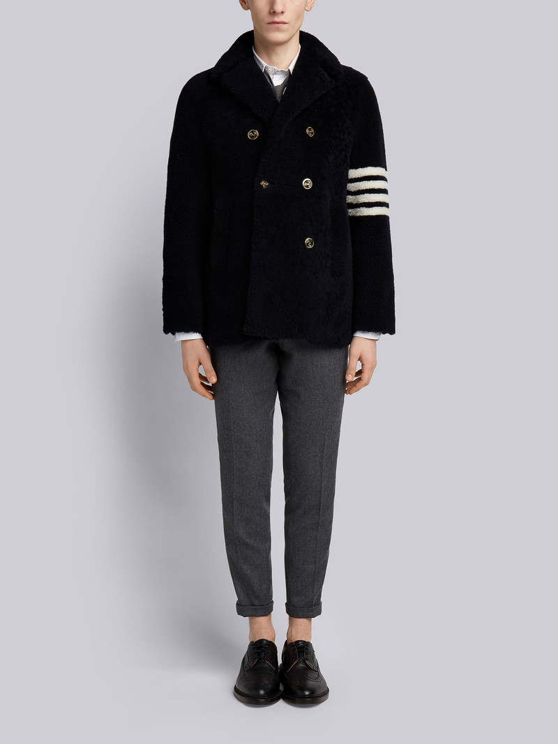 Navy Dyed Shearling 4-bar Unconstructed Peacoat 4