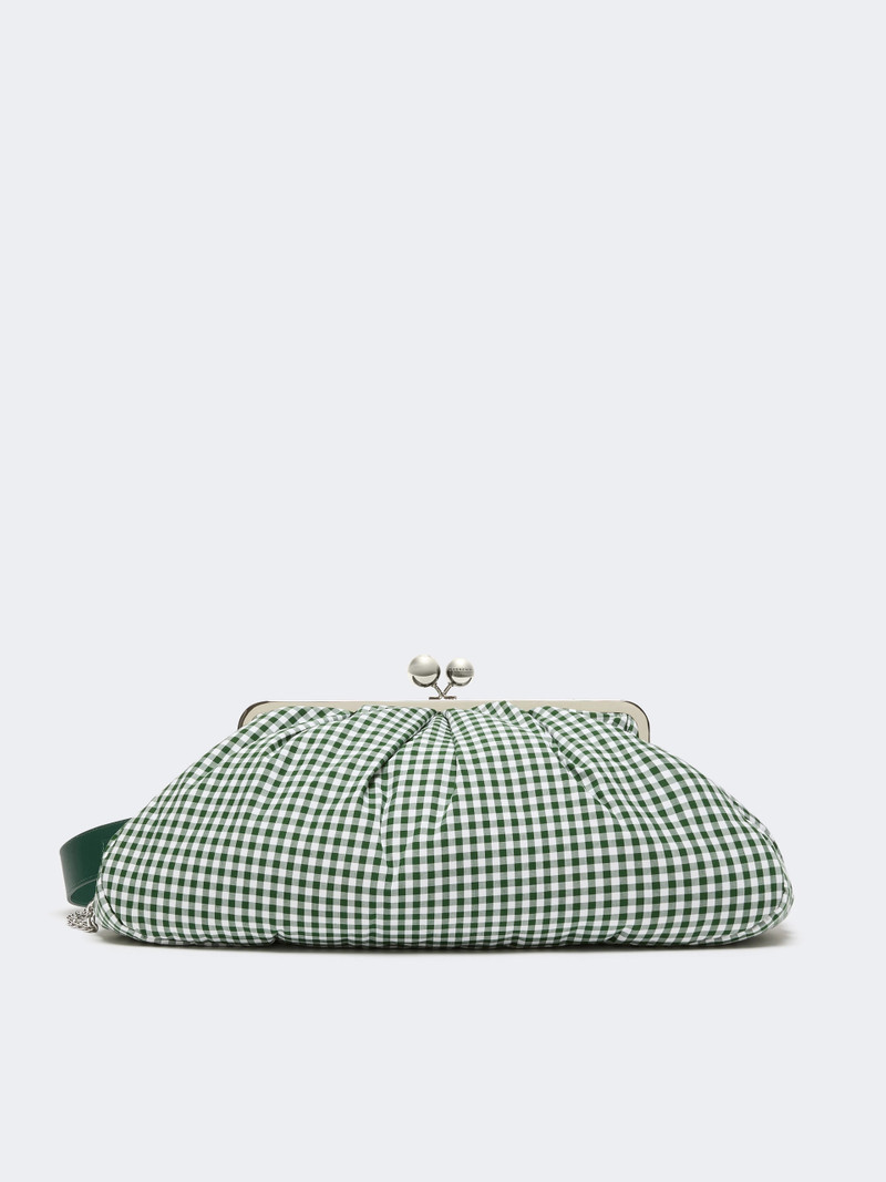 BETA Large gingham cotton Pasticcino Bag - MOSS GREEN 1