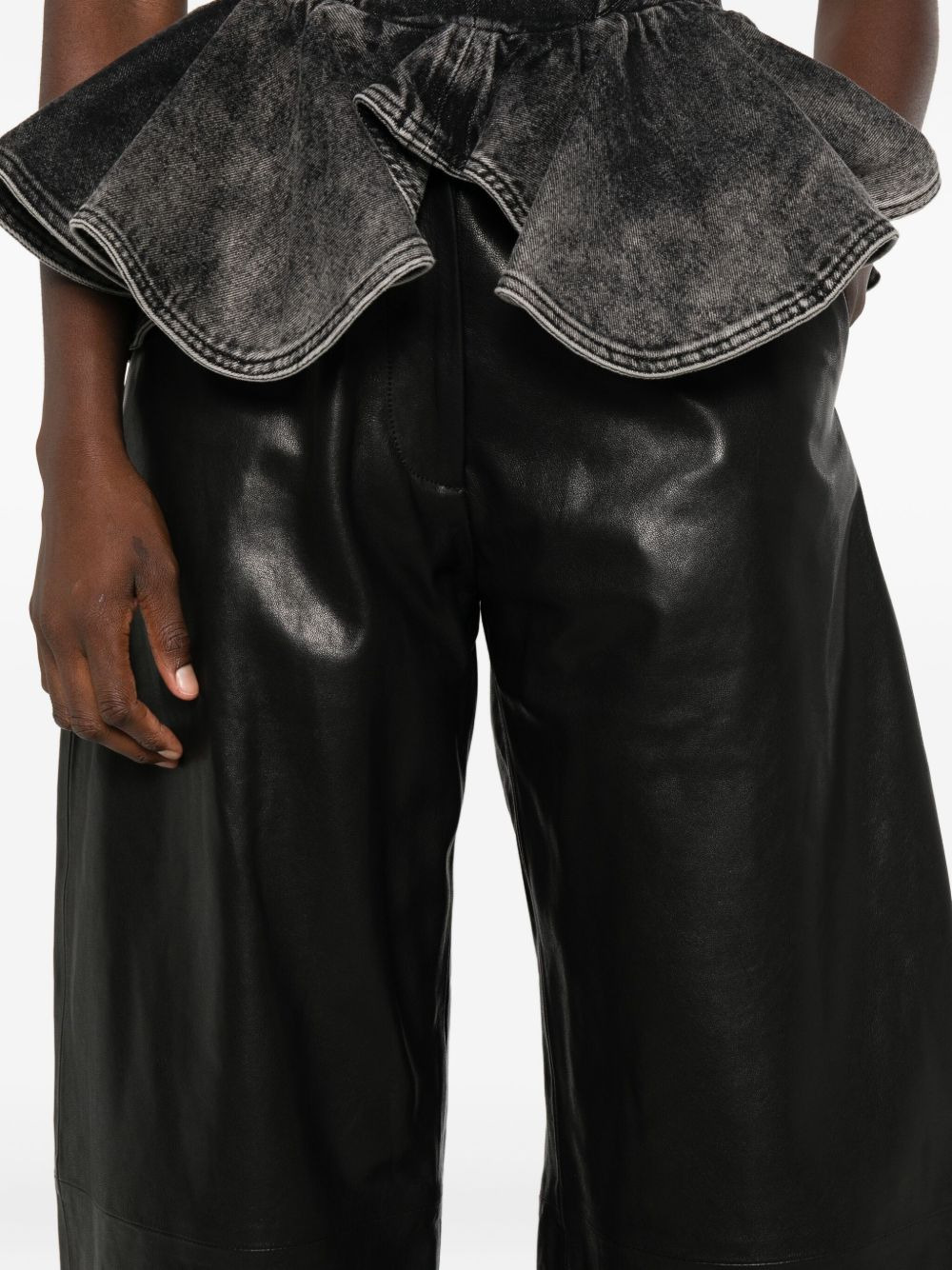 leather wide-leg trousers - 5