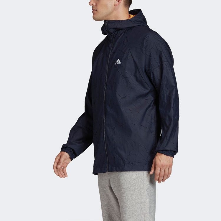 adidas Casual Sports hooded Logo Jacket Navy Blue FR8289 - 5