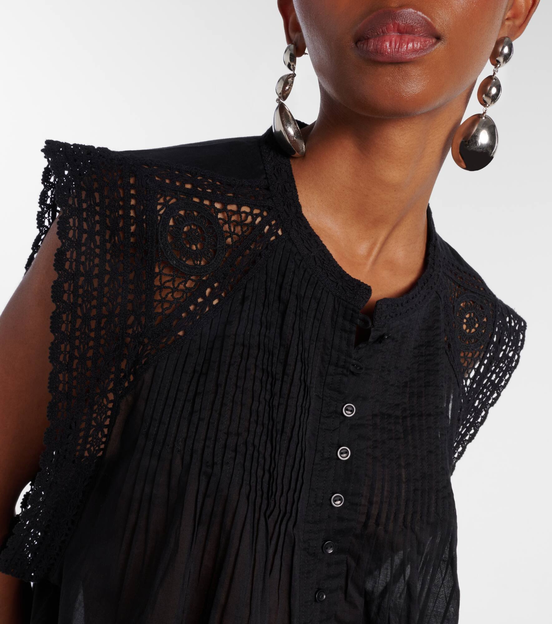 Grecia lace-trimmed cotton blouse - 4