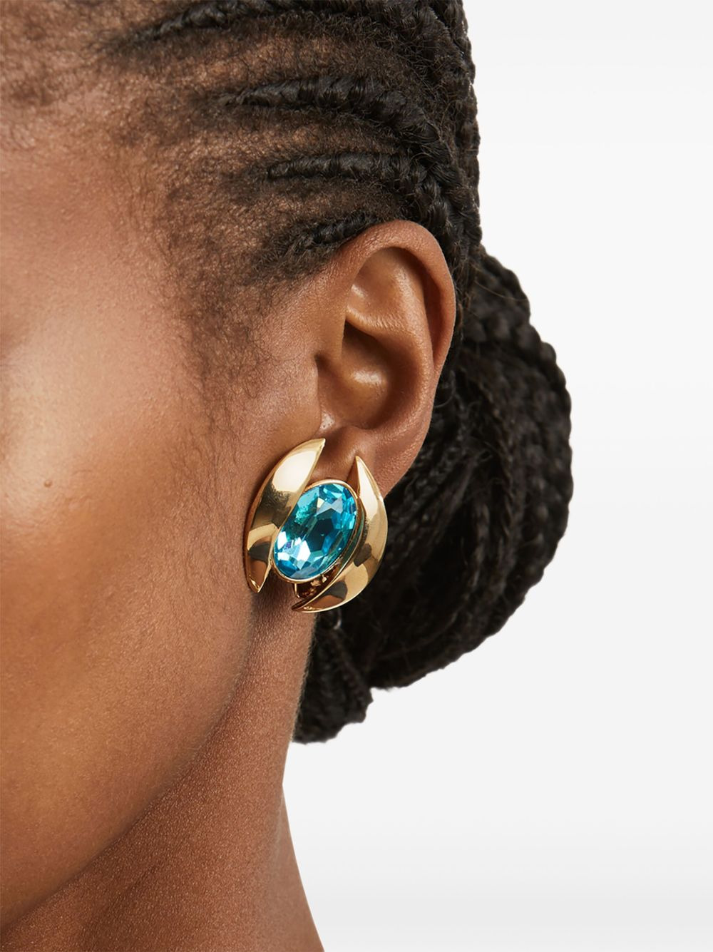 oval-cut crystal earrings - 2
