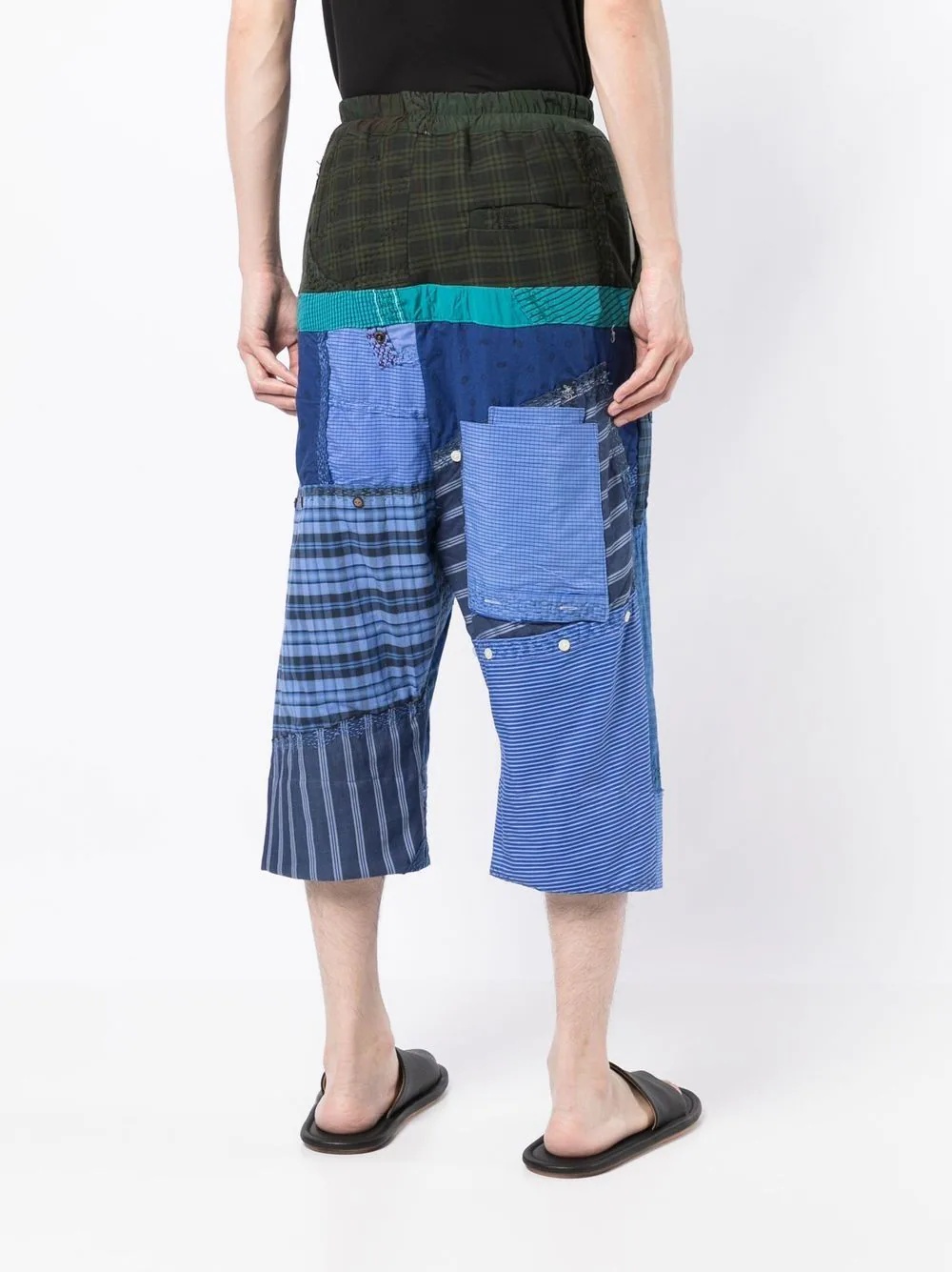 patchwork slip-on Bermuda shorts - 4