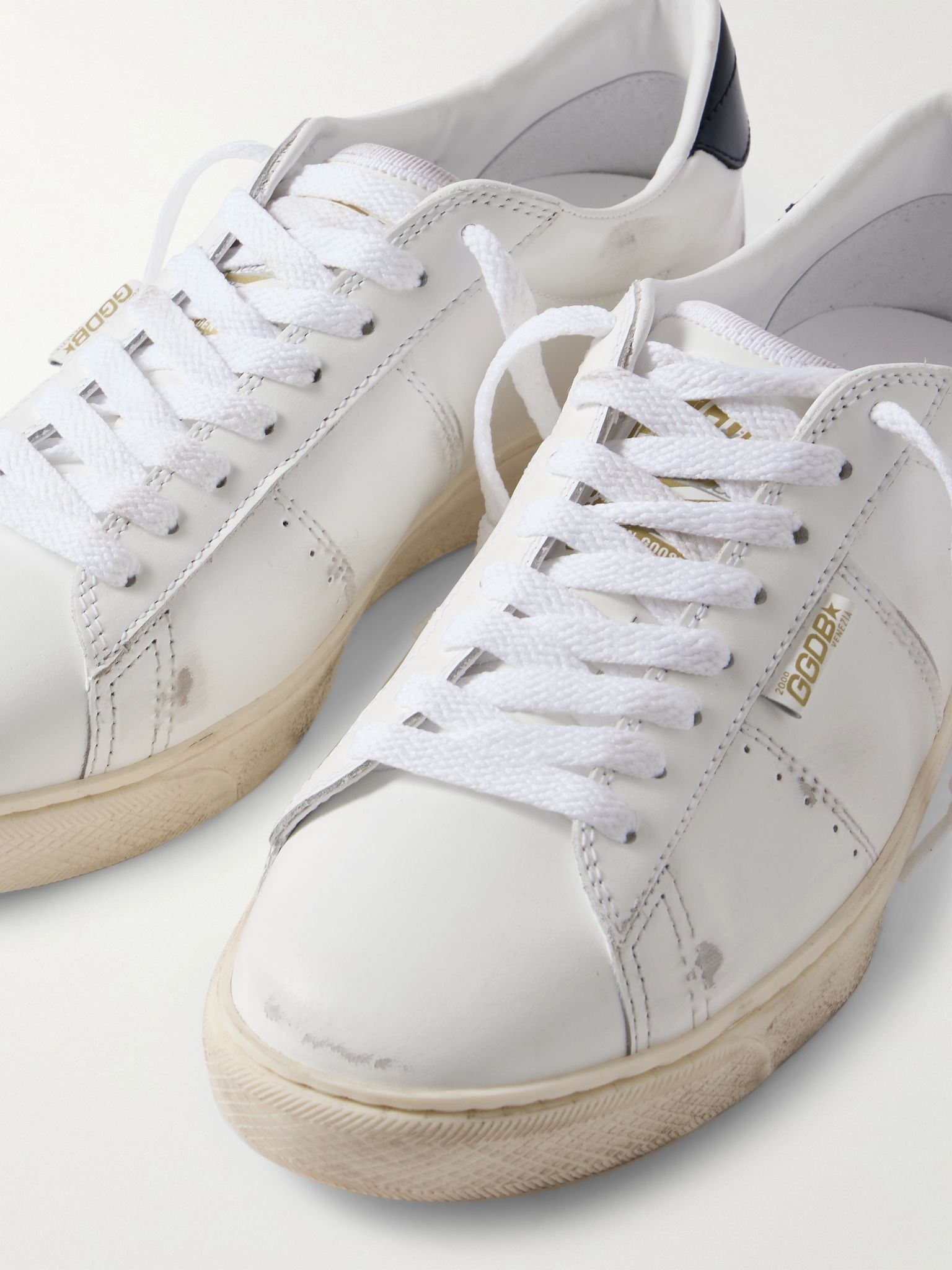 Matchstar Distressed Leather Sneakers White - 5