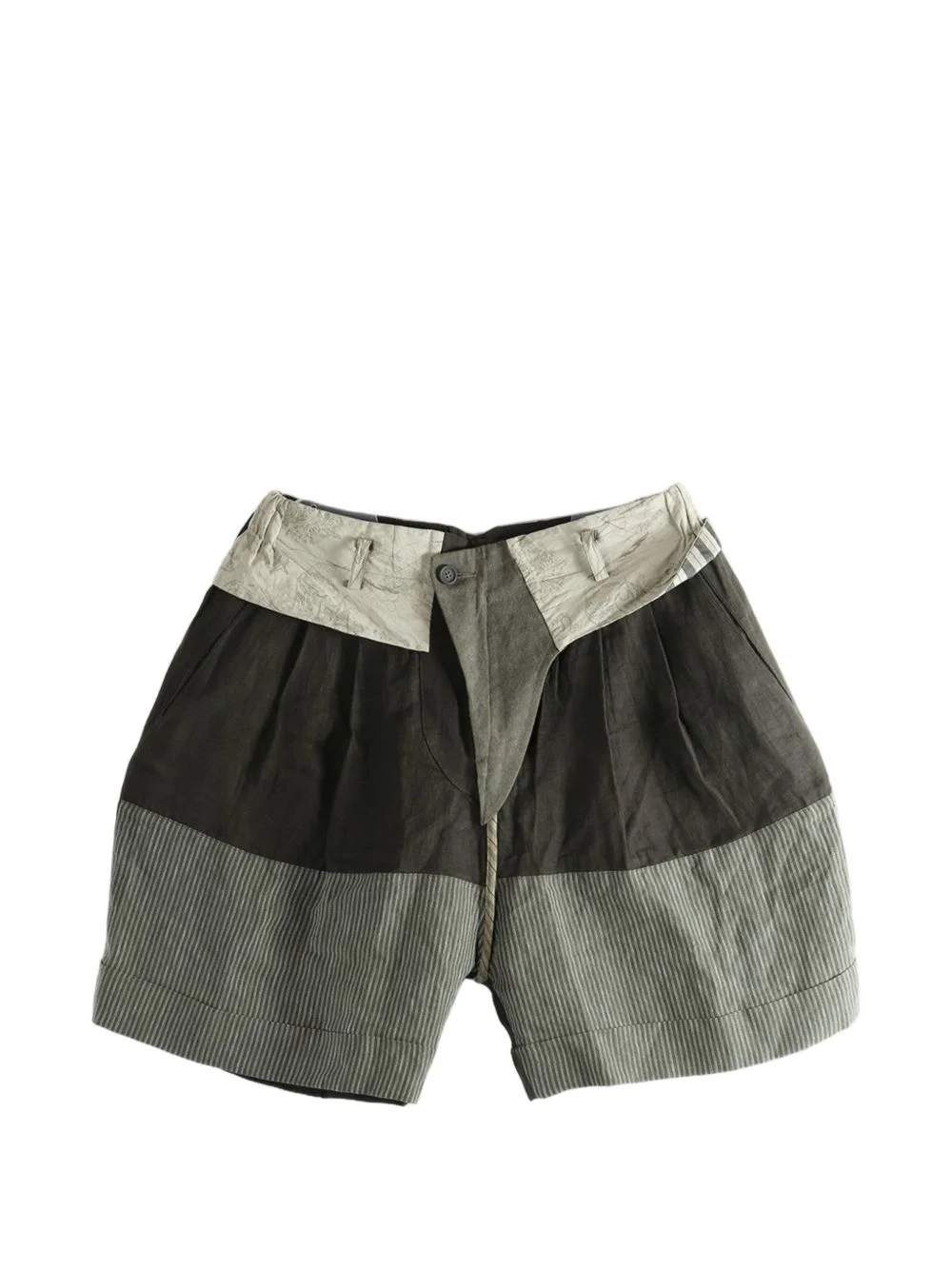 panelled linen shorts - 1