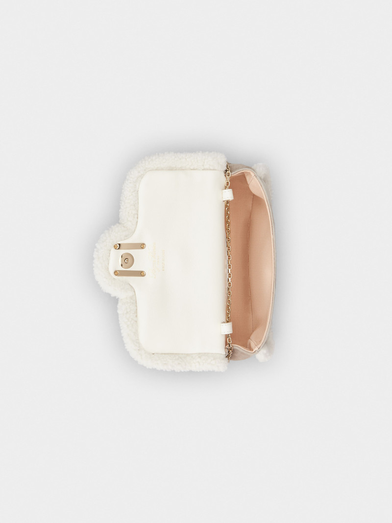Jeu de Fille Viv' Shearling Strass Buckle Clutch Bag in Suede 6