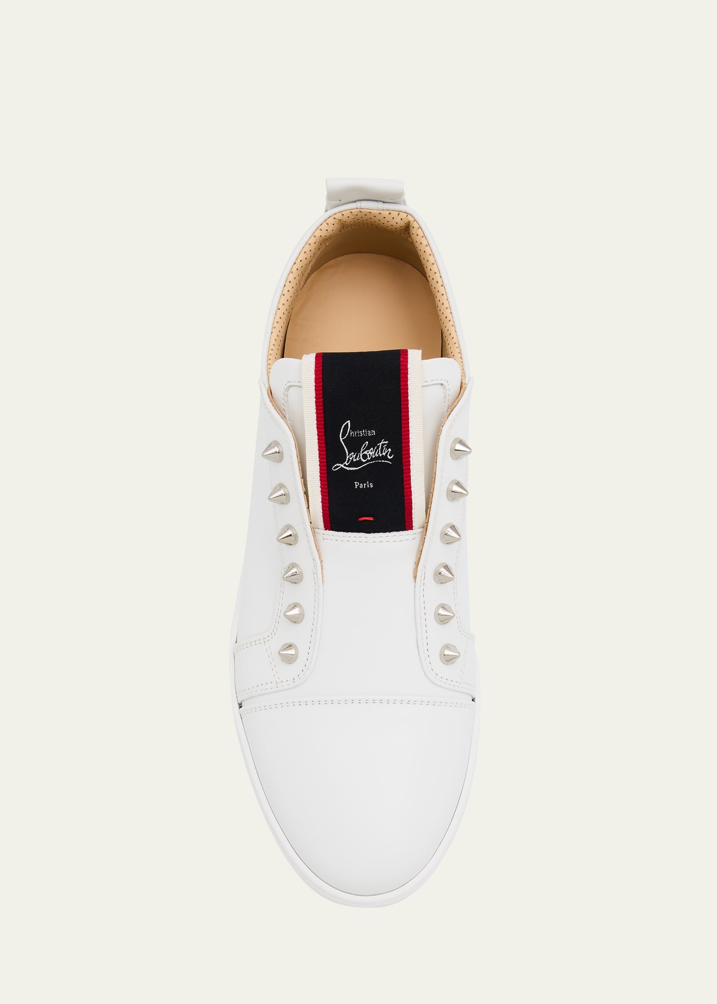 Men's Spiked Leather Slip-On Sneakers - 5