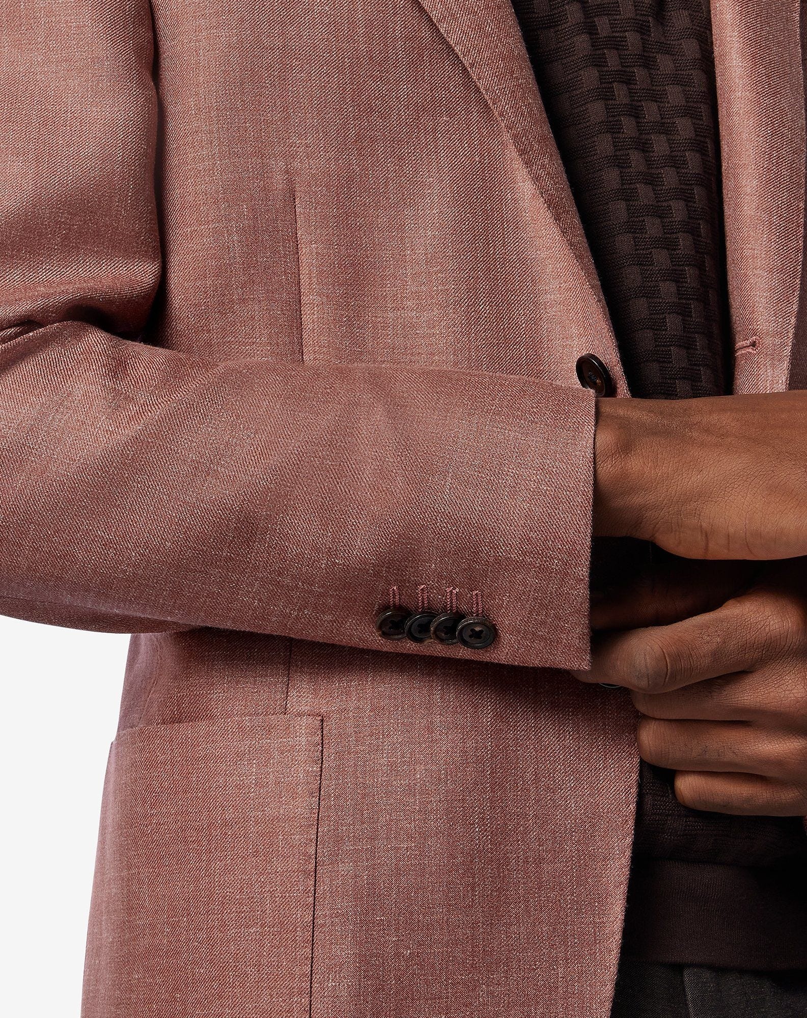 Dark-pink wool, silk and linen jacket - 5